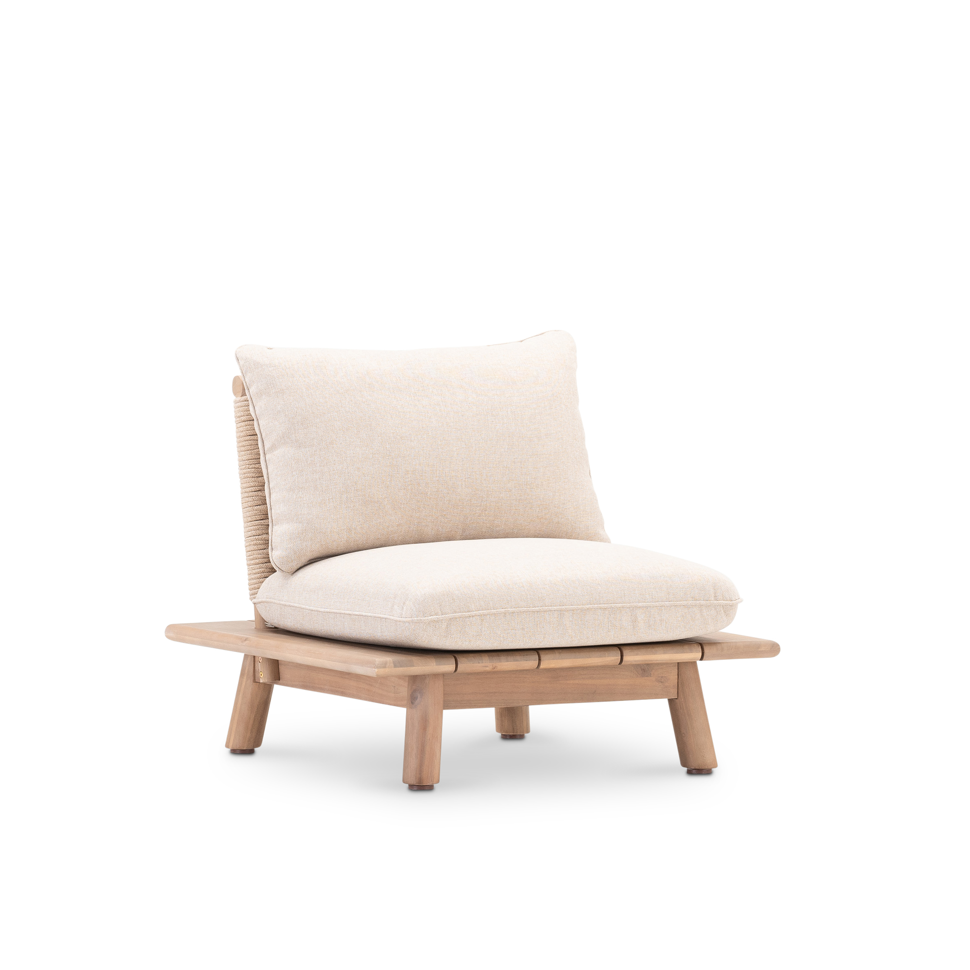 Fauteuil en bois et corde beige