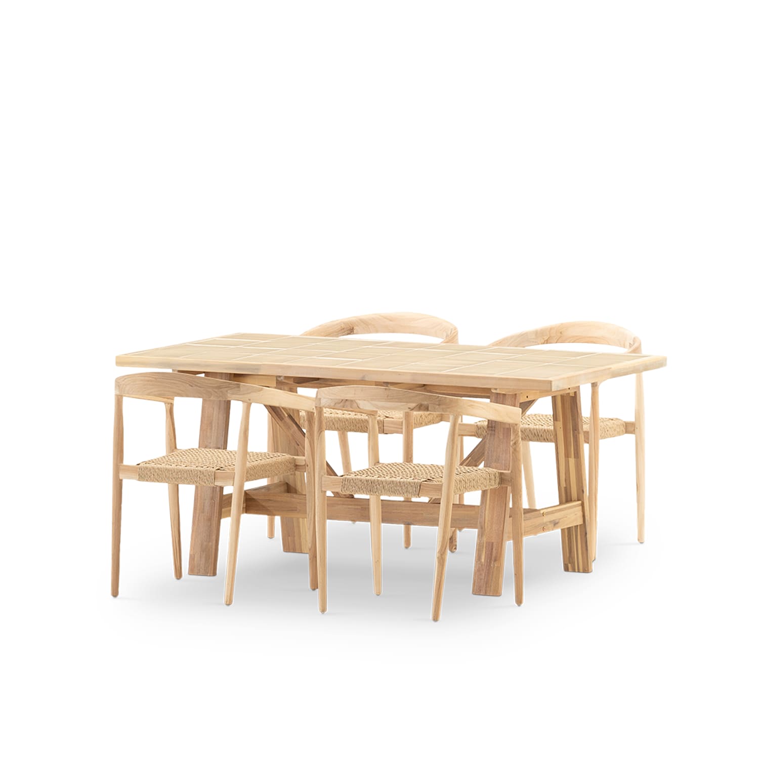 Set repas 4pl céramique beige 168x87