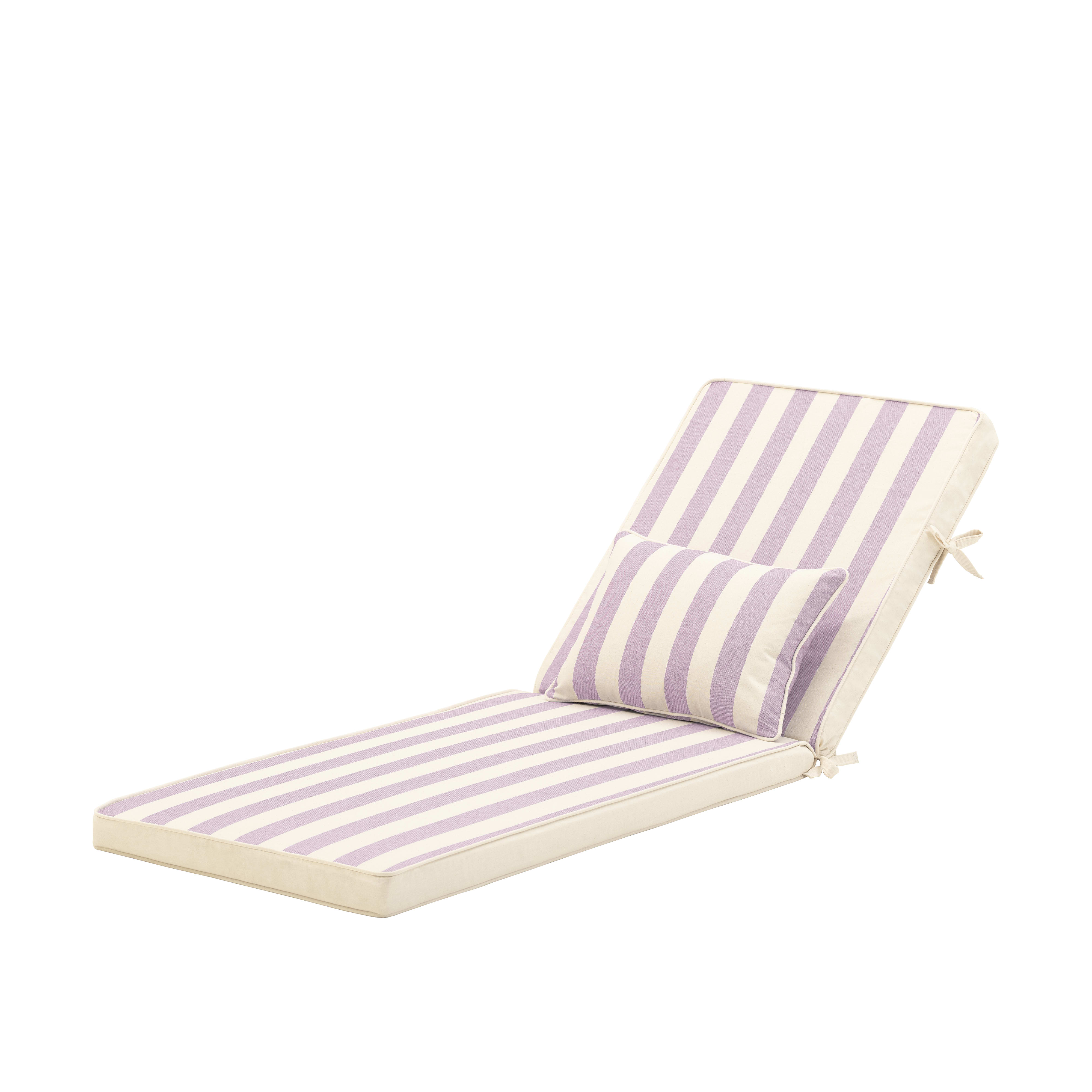 Pack 2 coussins à rayures avec petit coussin pour chaise longue violet