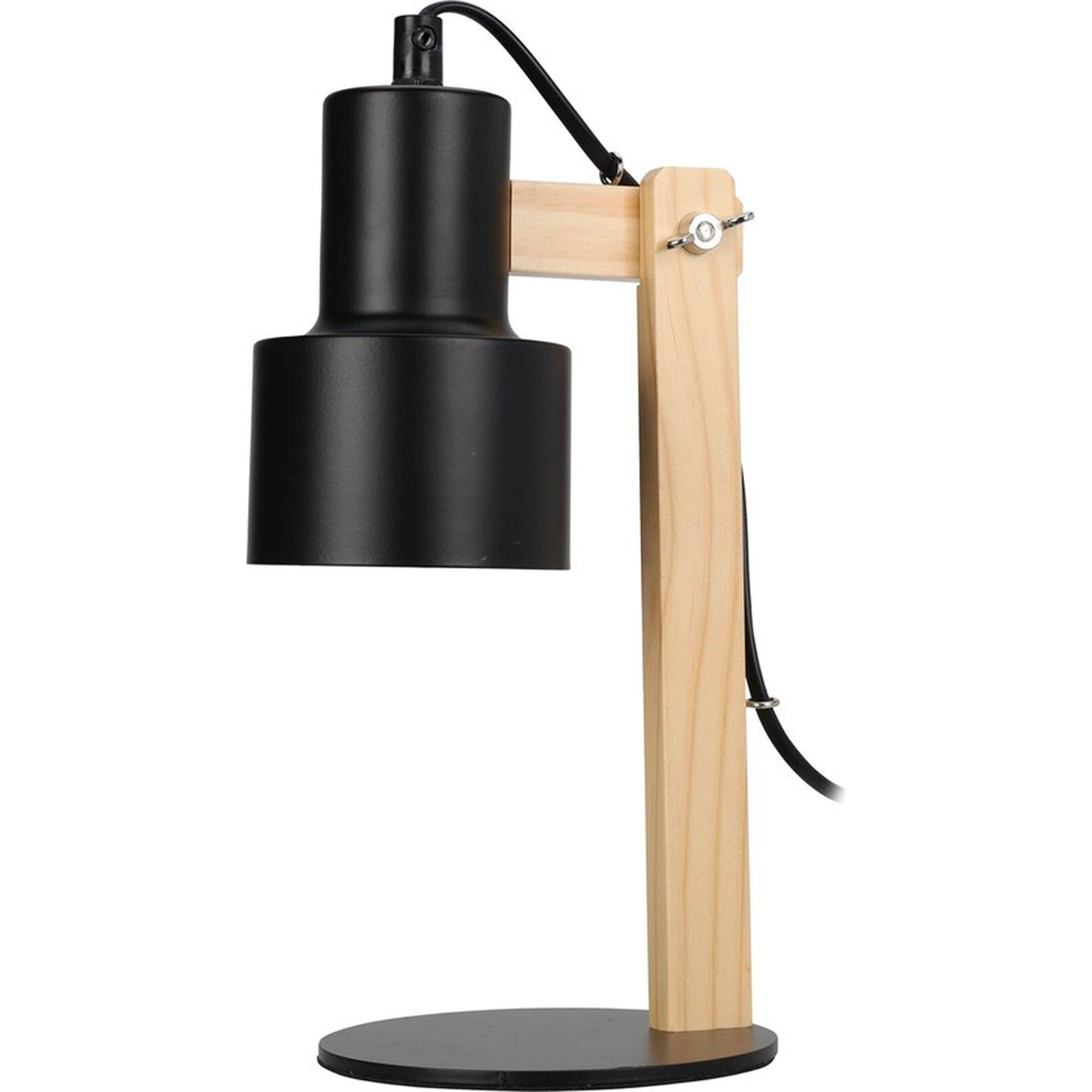lampe de bureau articulée métal noir et bois h32cm