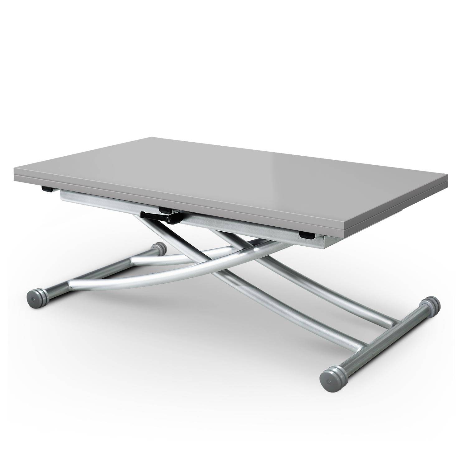 table basse relevable gris laqué