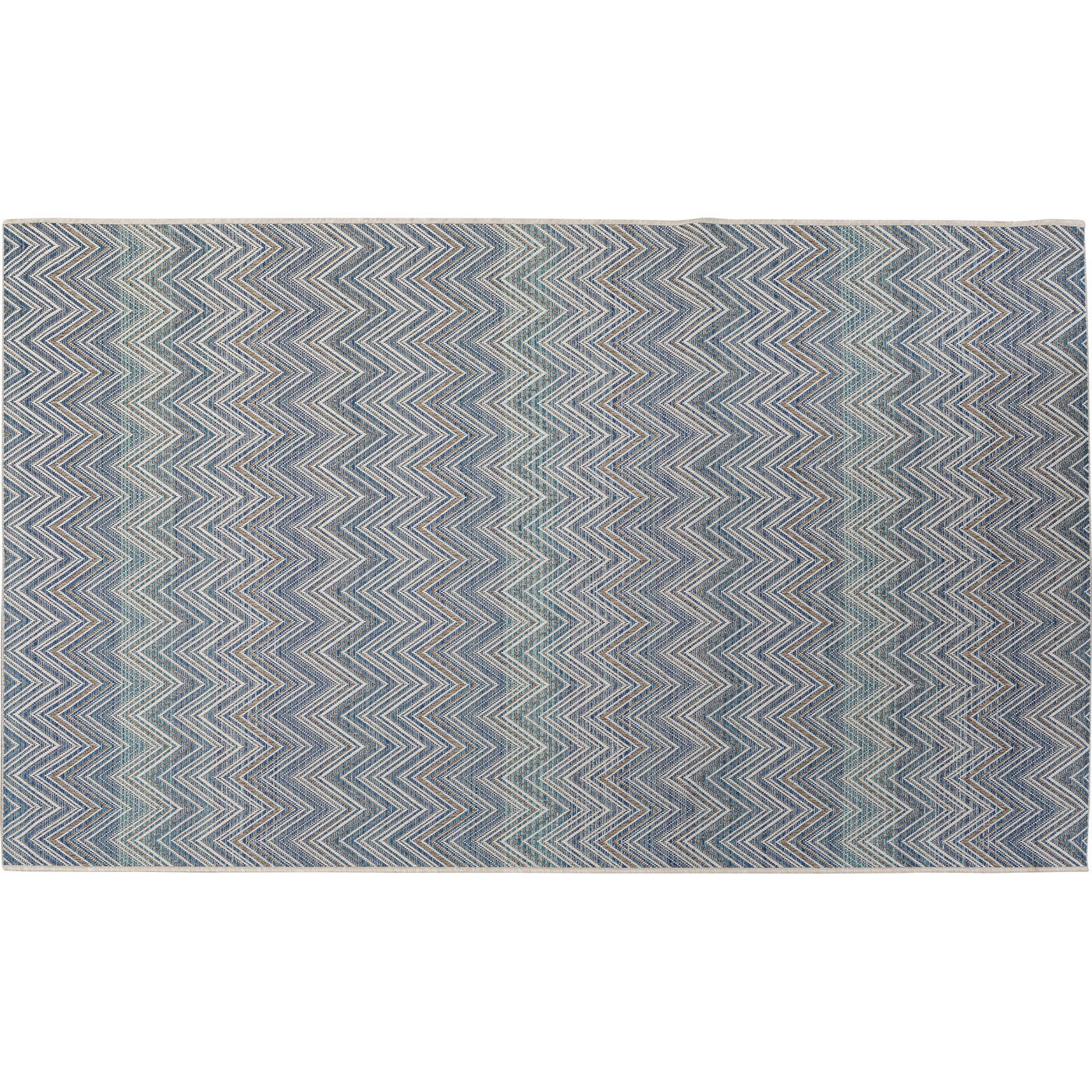 Tapis chevrons en polypropylène bleu et beige 330x230