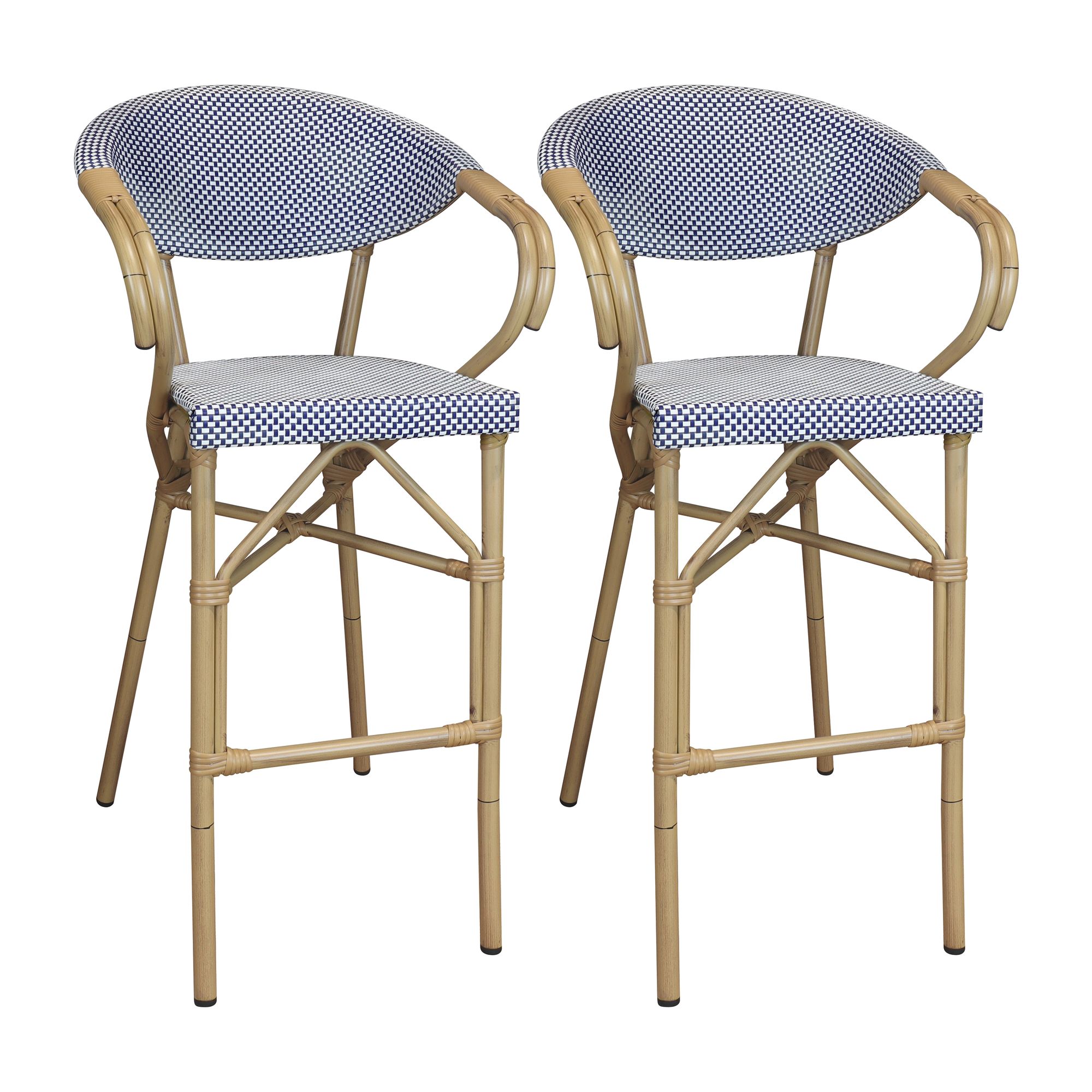 Lot de 2 fauteuils de bar en textilène bleu