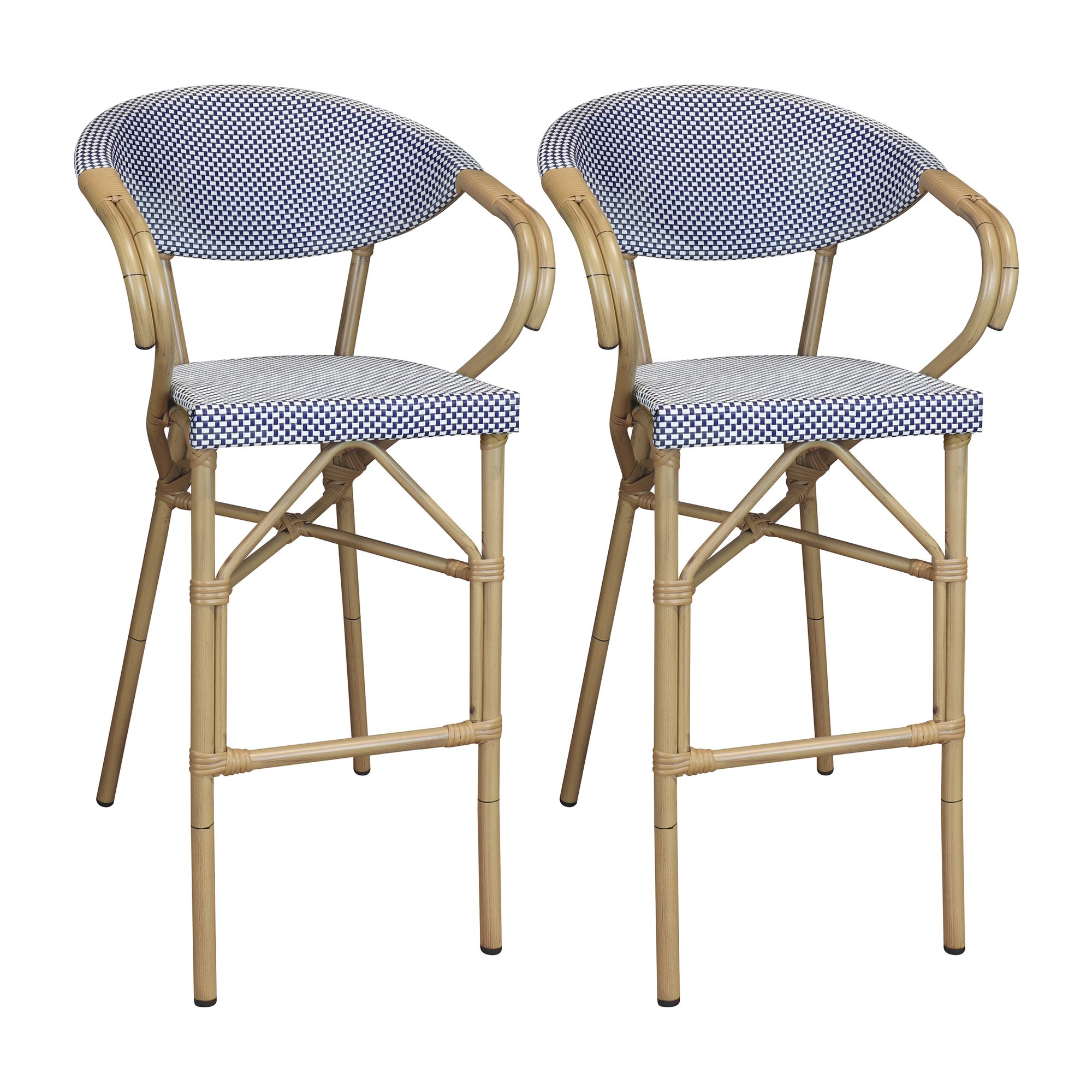 Lot de 2 fauteuils de bar extérieur en textilène bleu