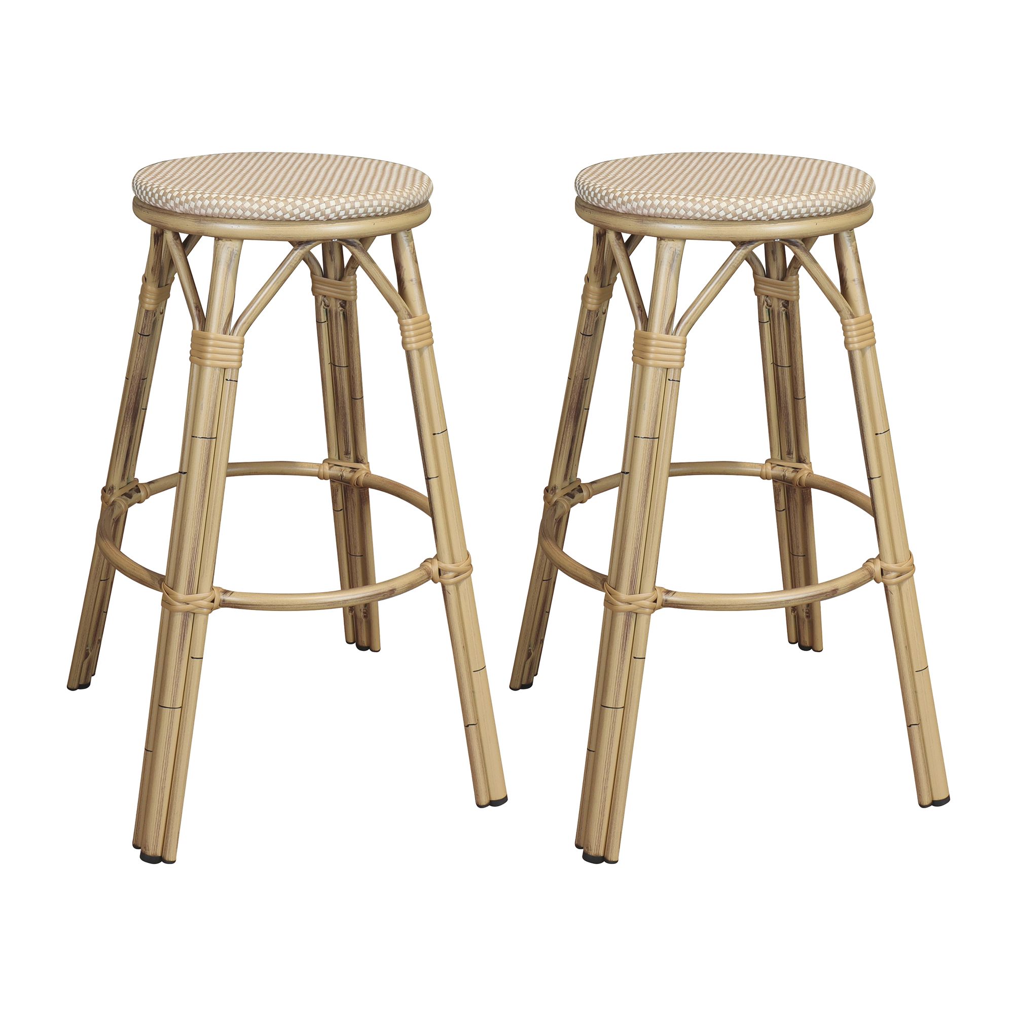 Lot de 2 tabourets de bar extérieur en textilène beige