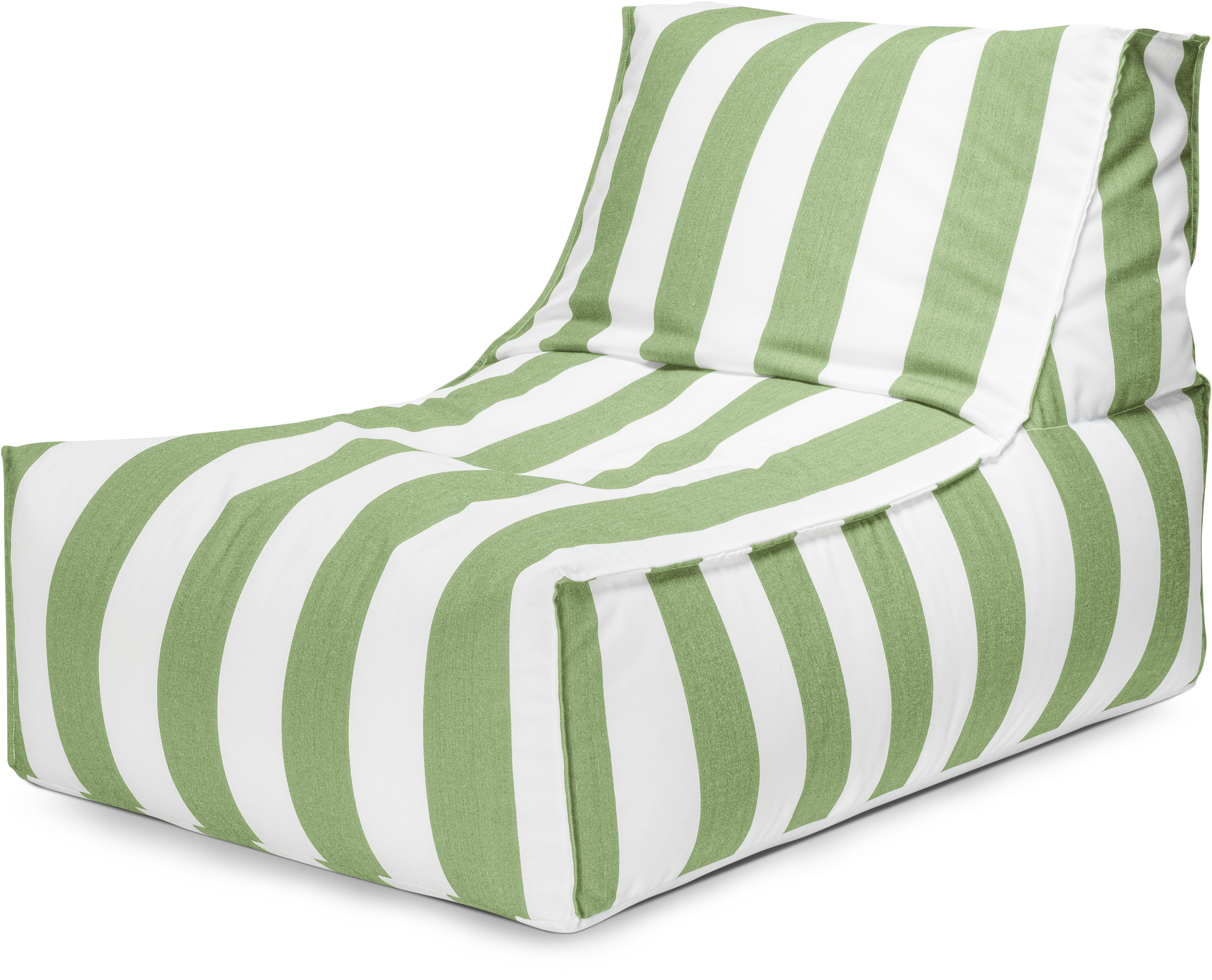 Pouf d'extérieur rayé vert et blanc 65x100x65