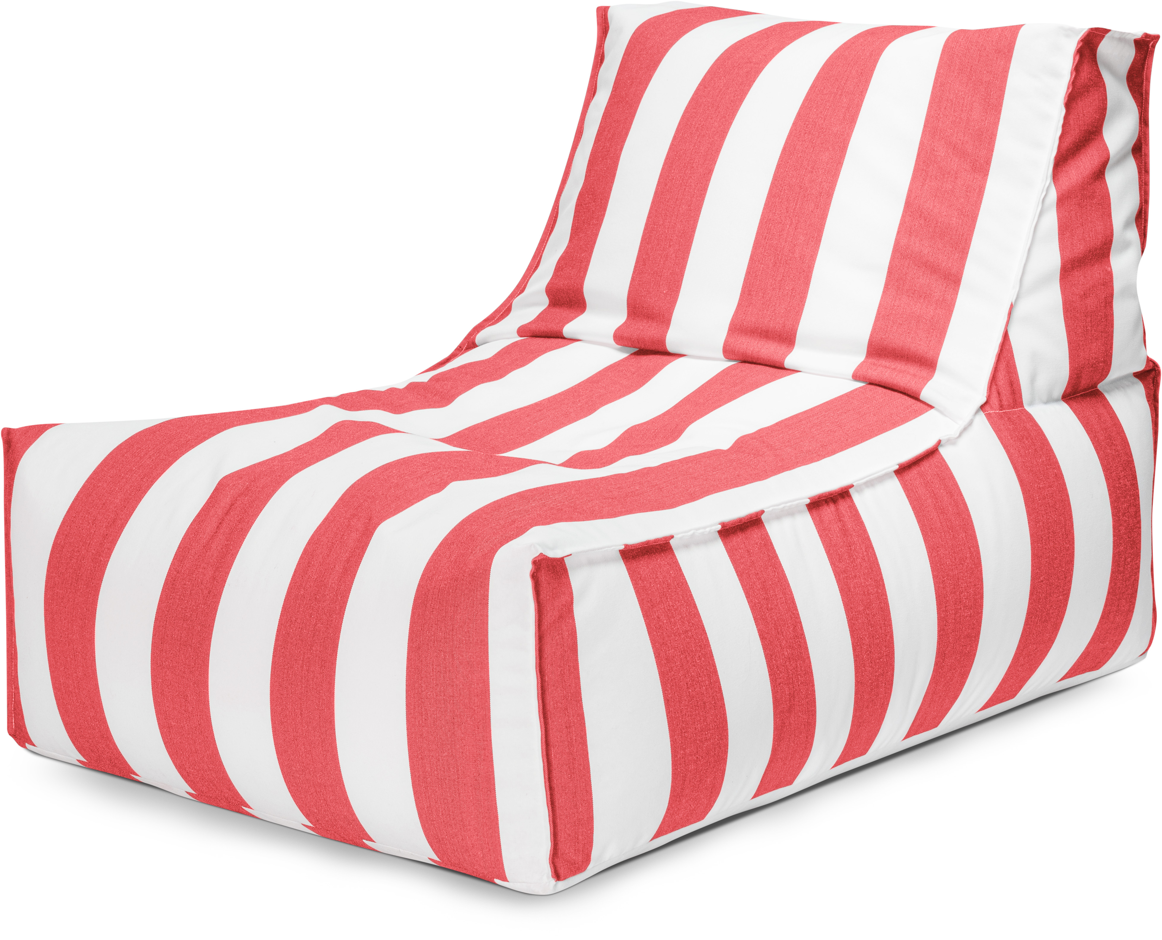 Pouf d'extérieur rayé rouge et blanc 65x100x65