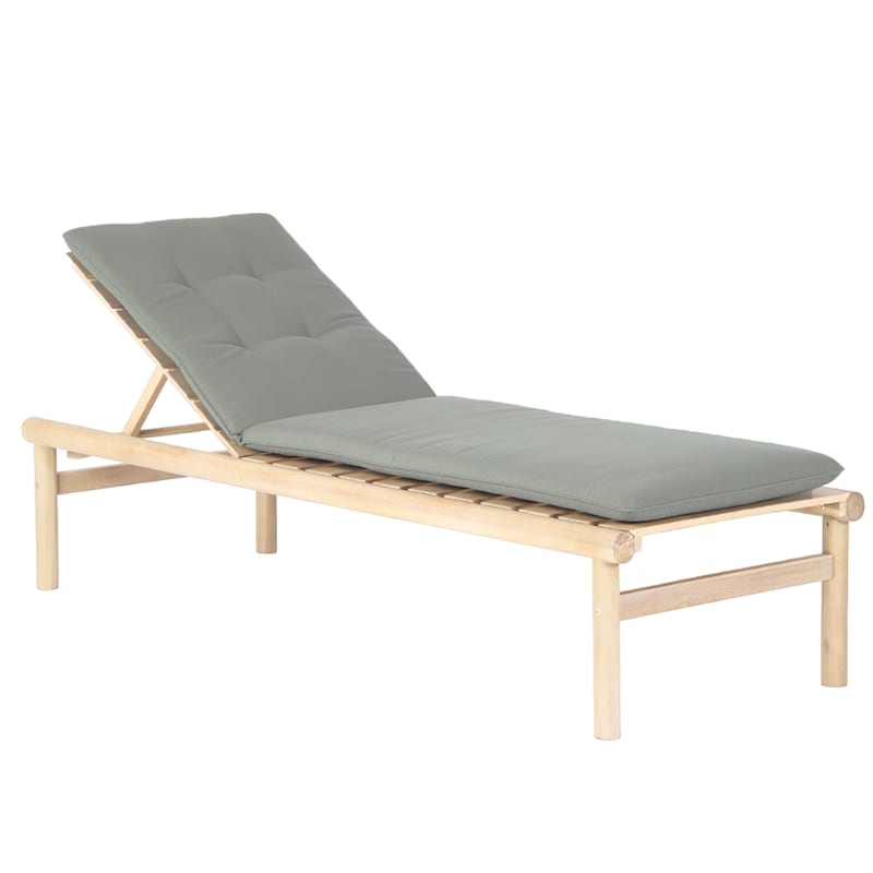 Bain de soleil en bois d'acacia avec matelas vert