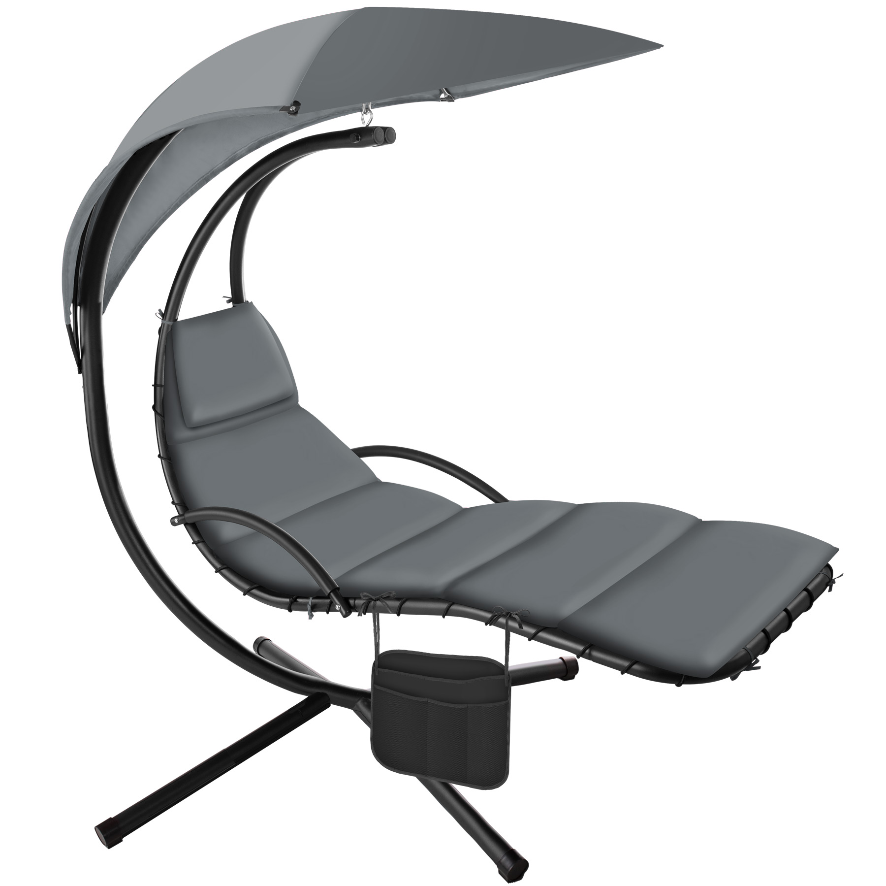 Fauteuil suspendu Elaria avec pare-soleil et poche latérale gris