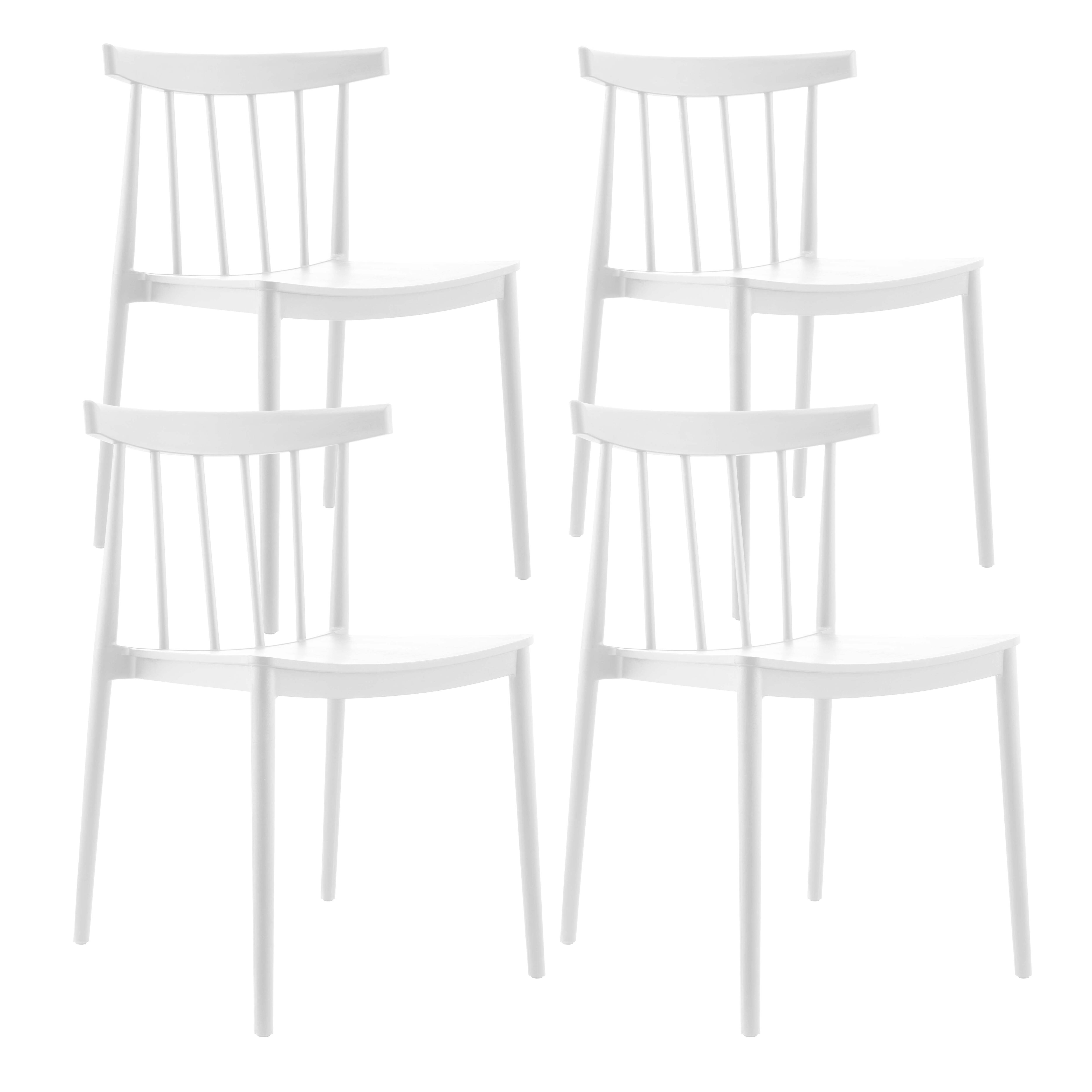 Lot de 4 chaises de terrasse blanc en plastique