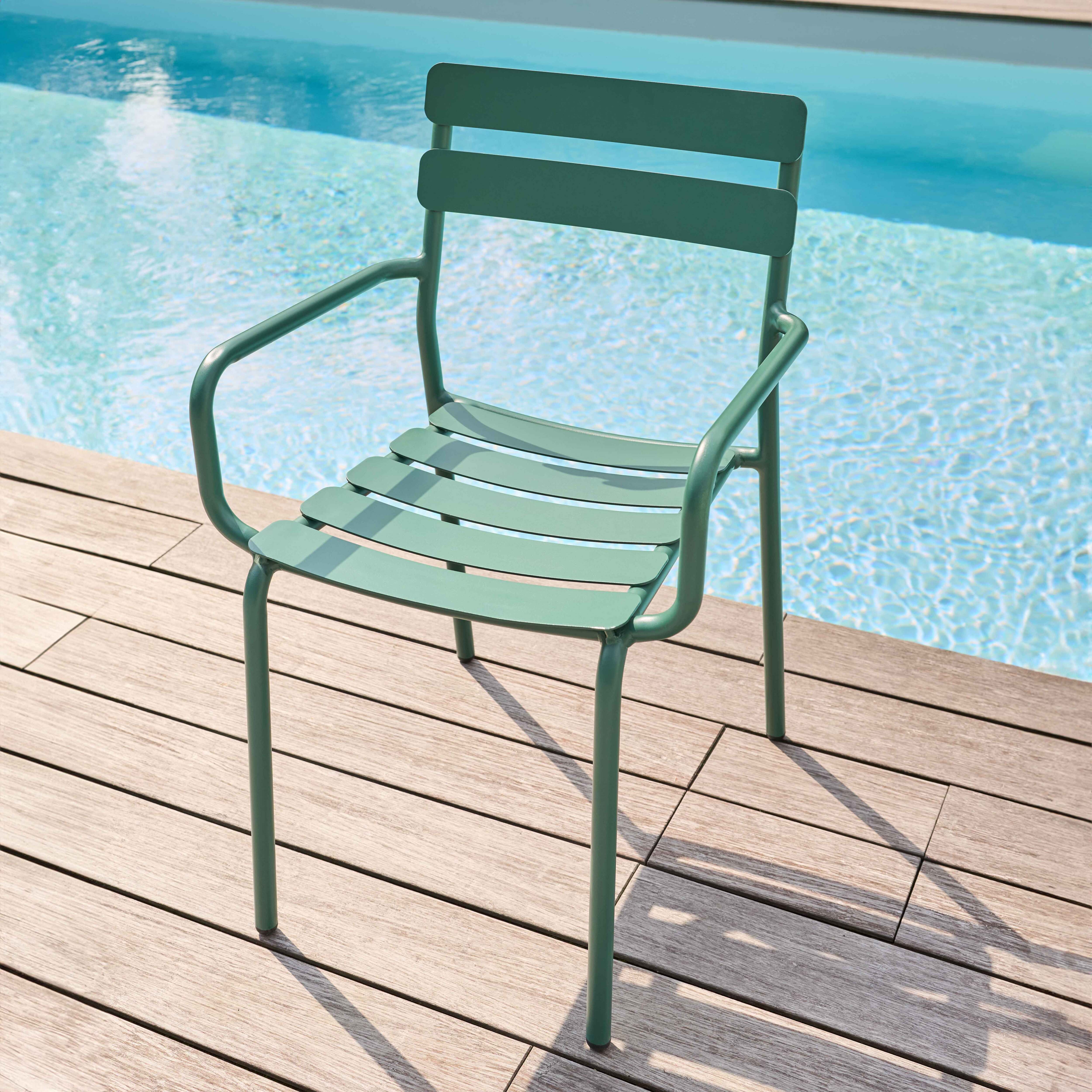 Fauteuil de terrasse en aluminium vert foncé