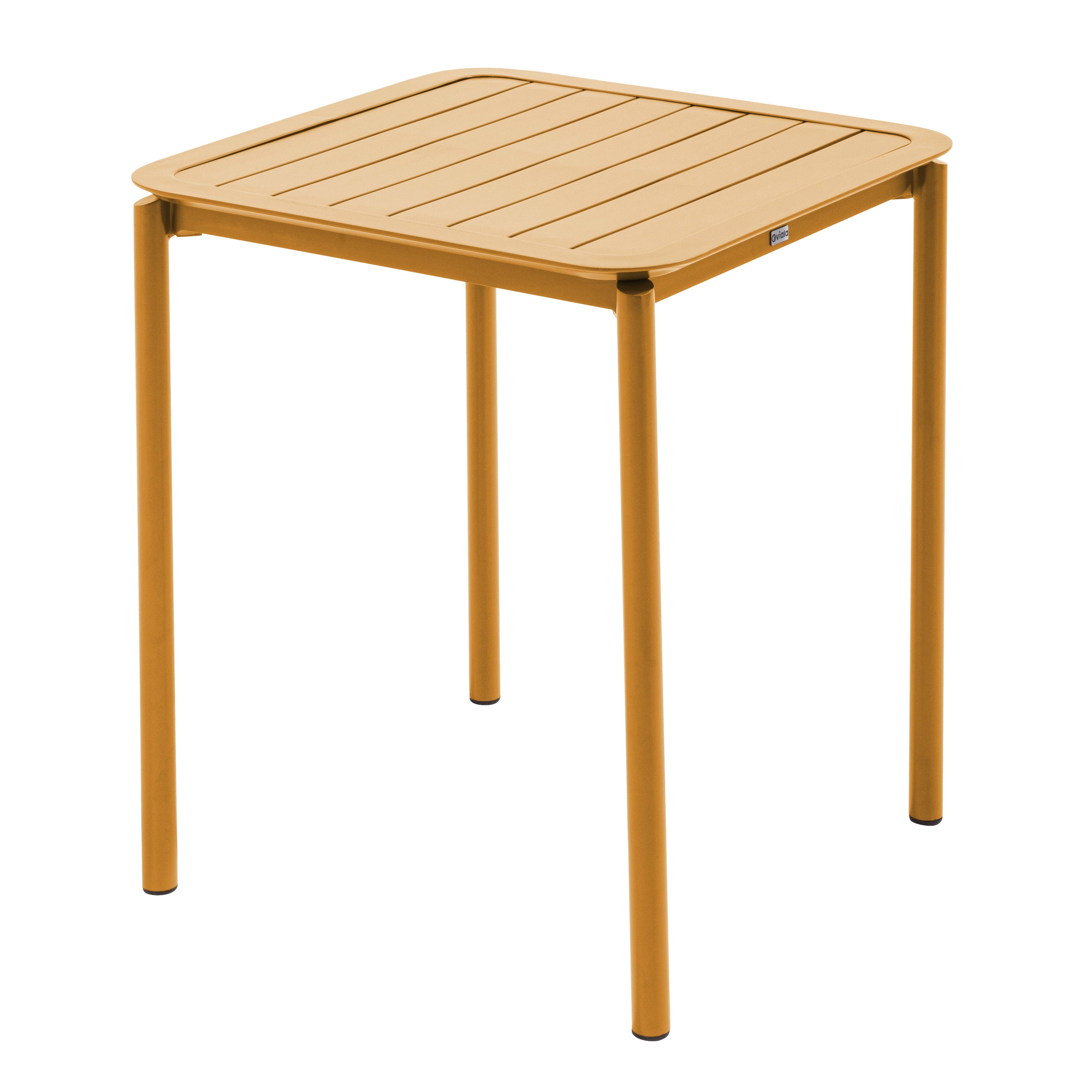 Table carrée de terrasse (70x70cm) jaune moutarde