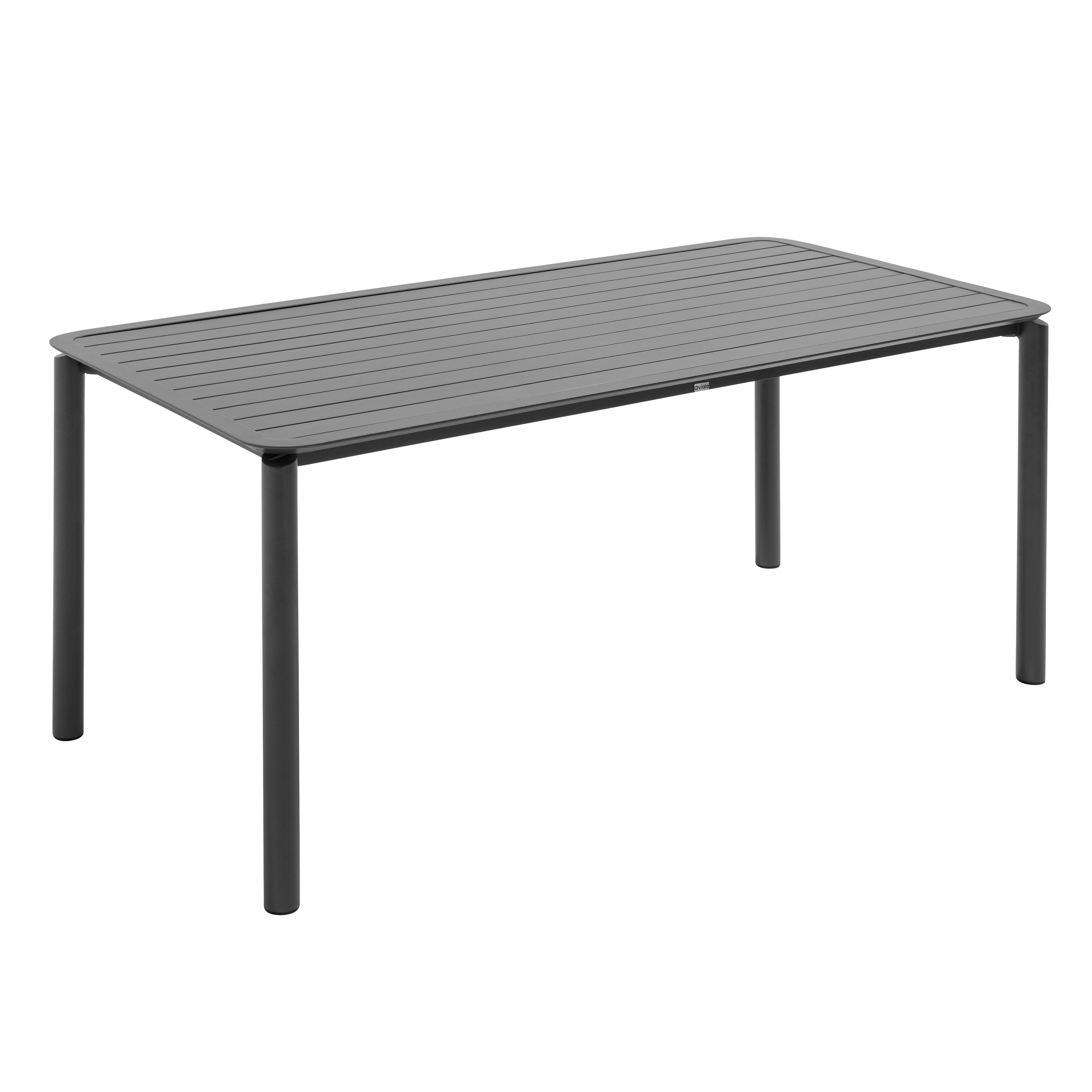 Table de terrasse rectangulaire en aluminium noire