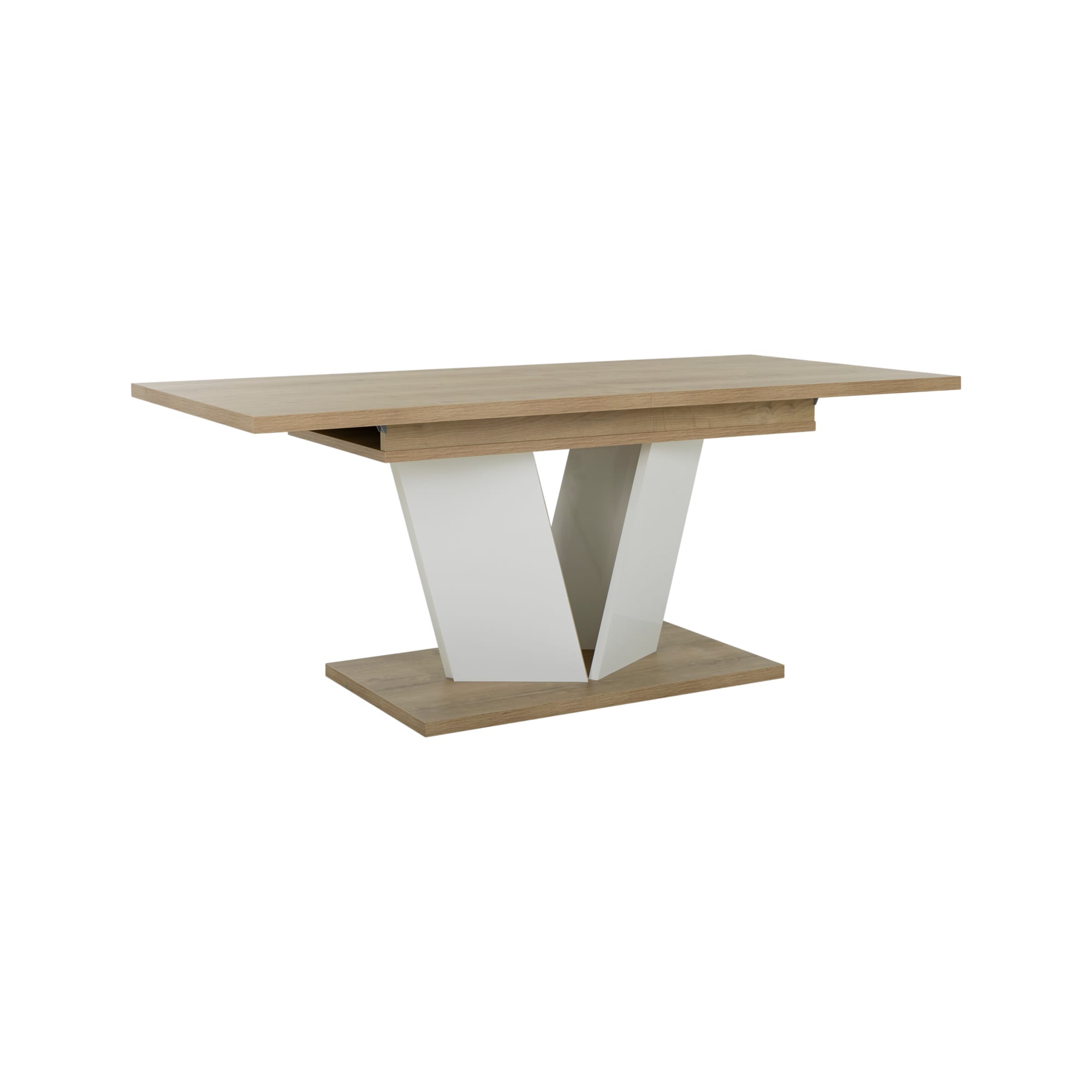 Table rectangle extensible effet bois chêne mat blanc 812 couverts