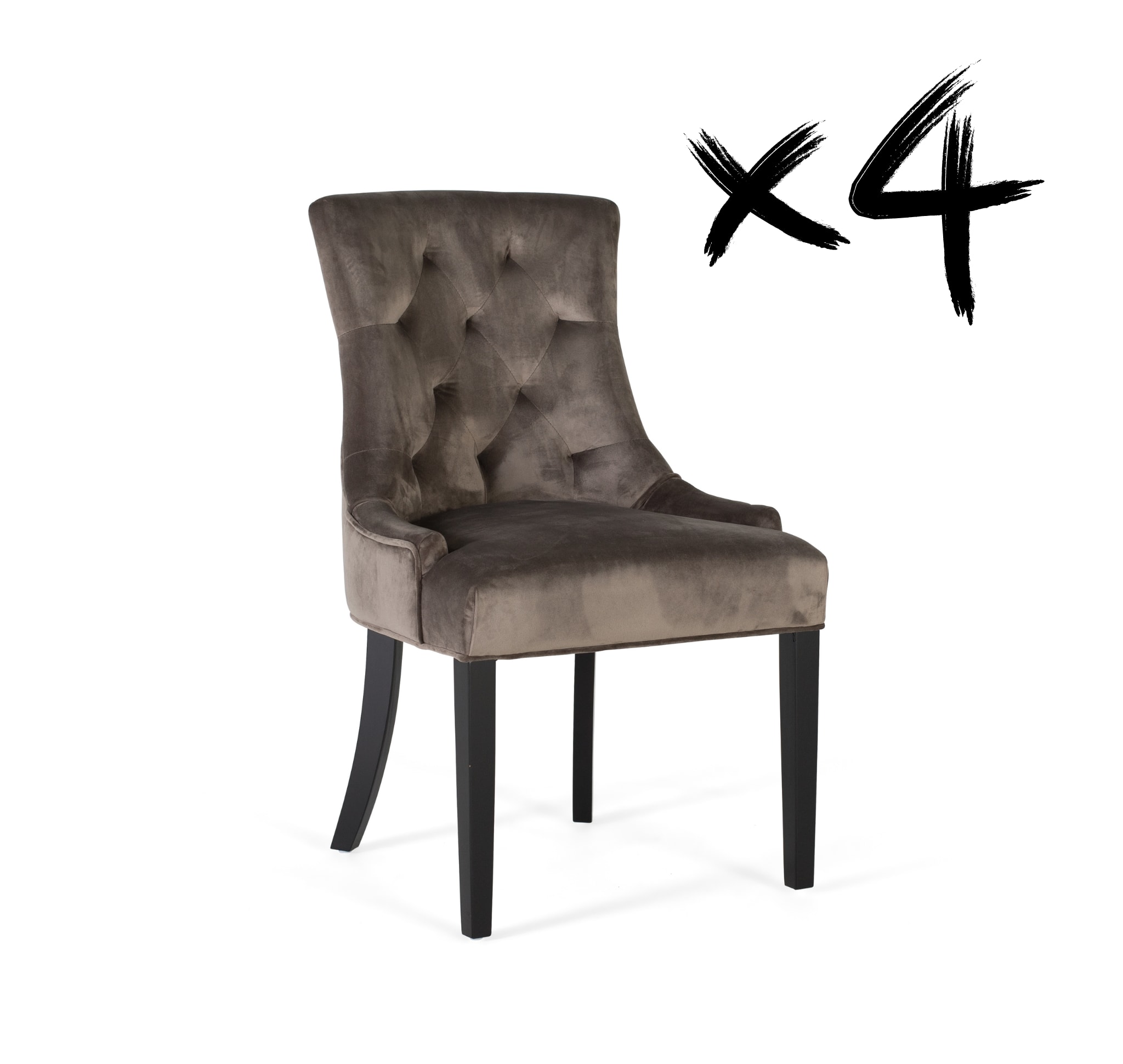 Ensemble de 4 chaises recouvertes de polyester finition velours