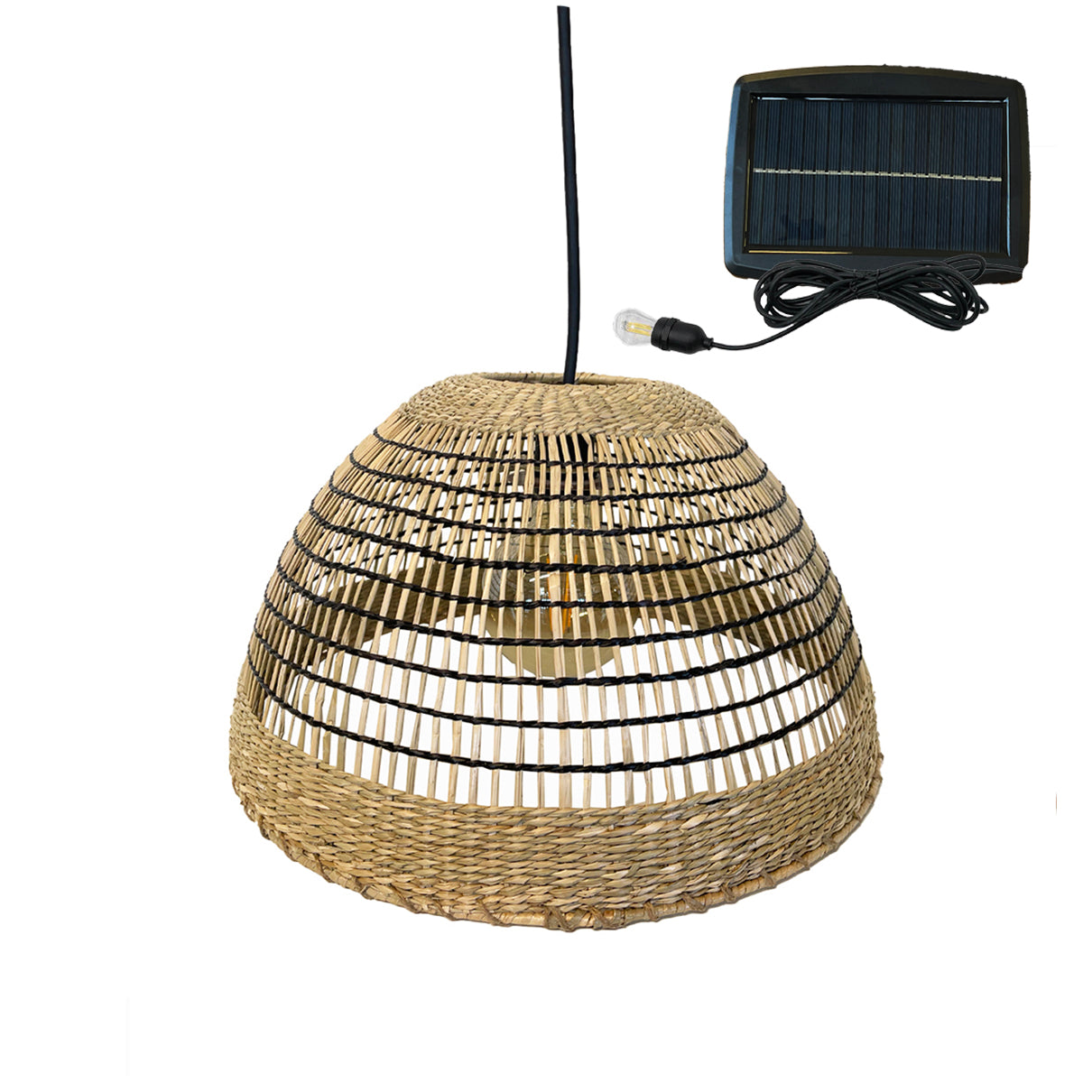 Suspension solaire bohème Herbe marine Beige H19cm