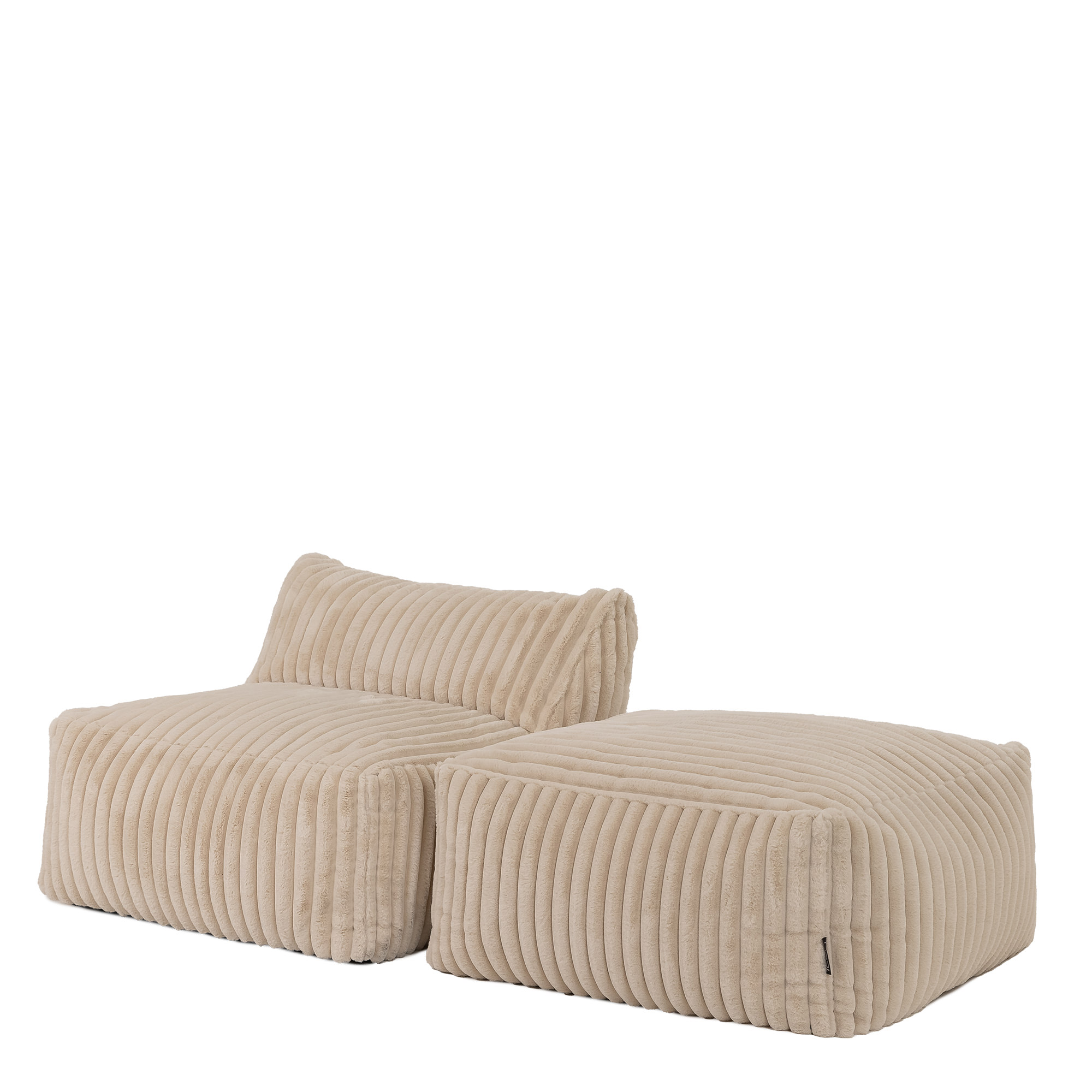 Ensemble poufs modulables imitation fourrure côtelée (2 pcs) beige