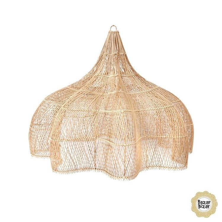 Suspension 3 lumières rotin diamètre 110cm beige