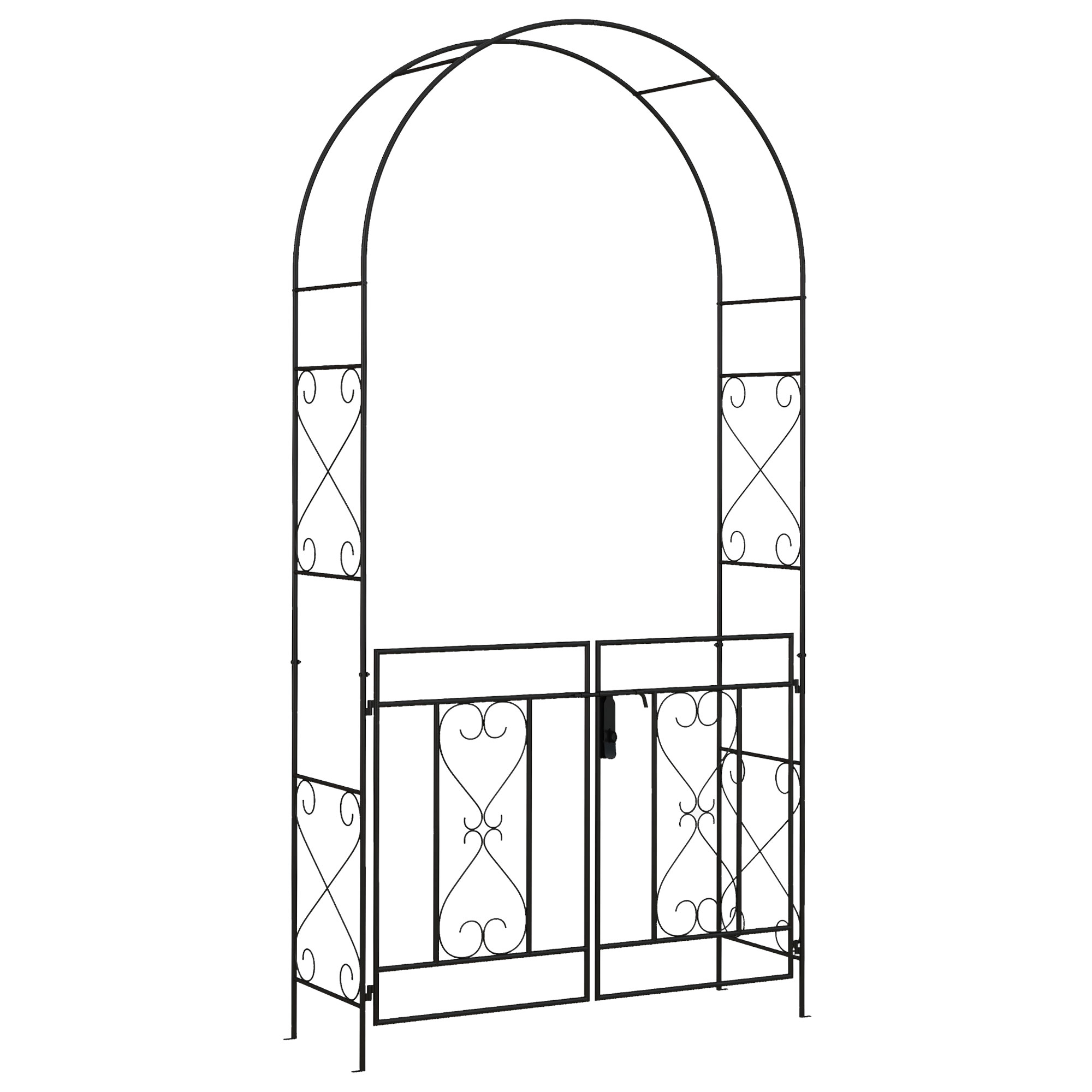 Arche de jardin portillon treillis style fer forgé métal époxy noir