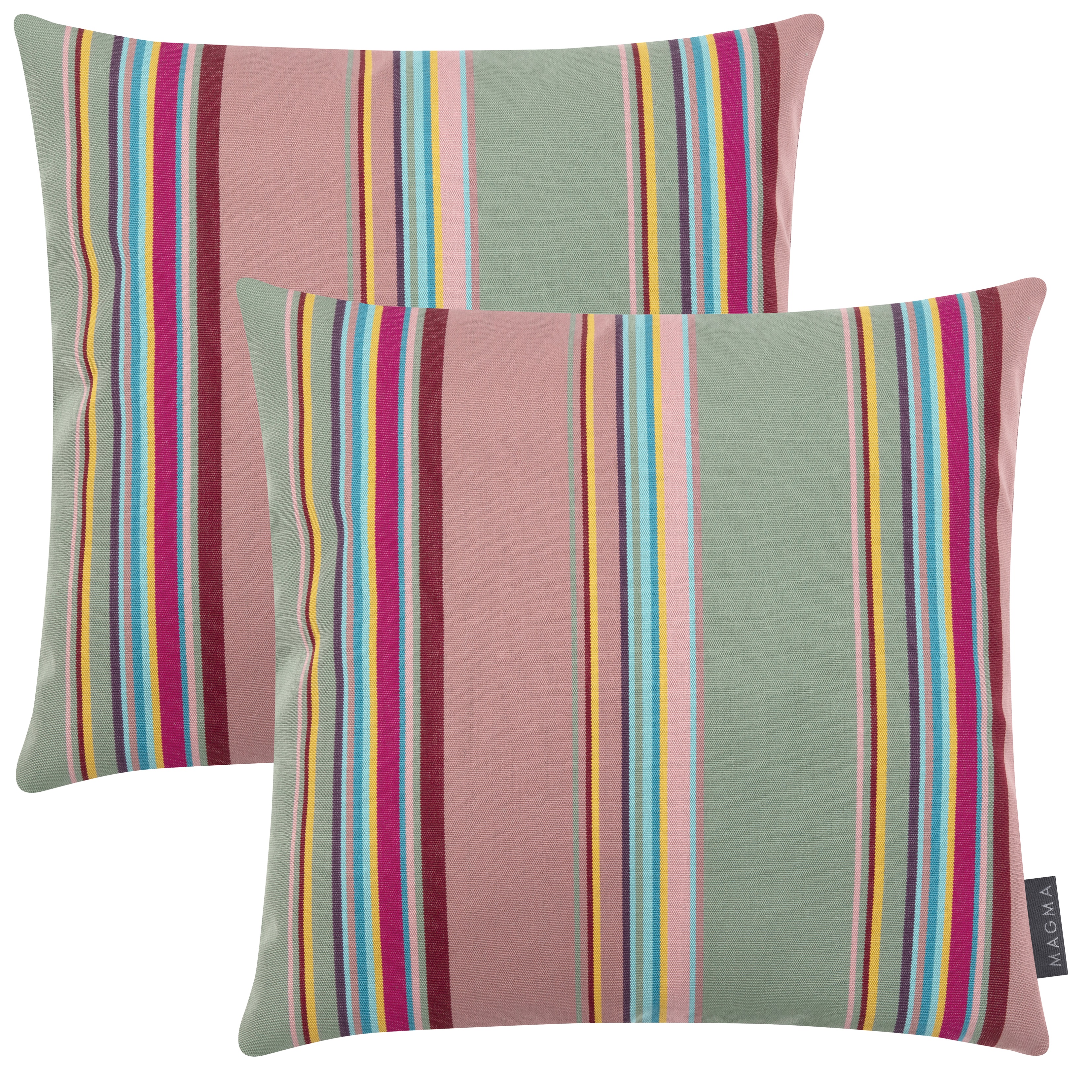 Housses de coussin d'extérieur à rayures colorées - Lot de 2 - 40x40