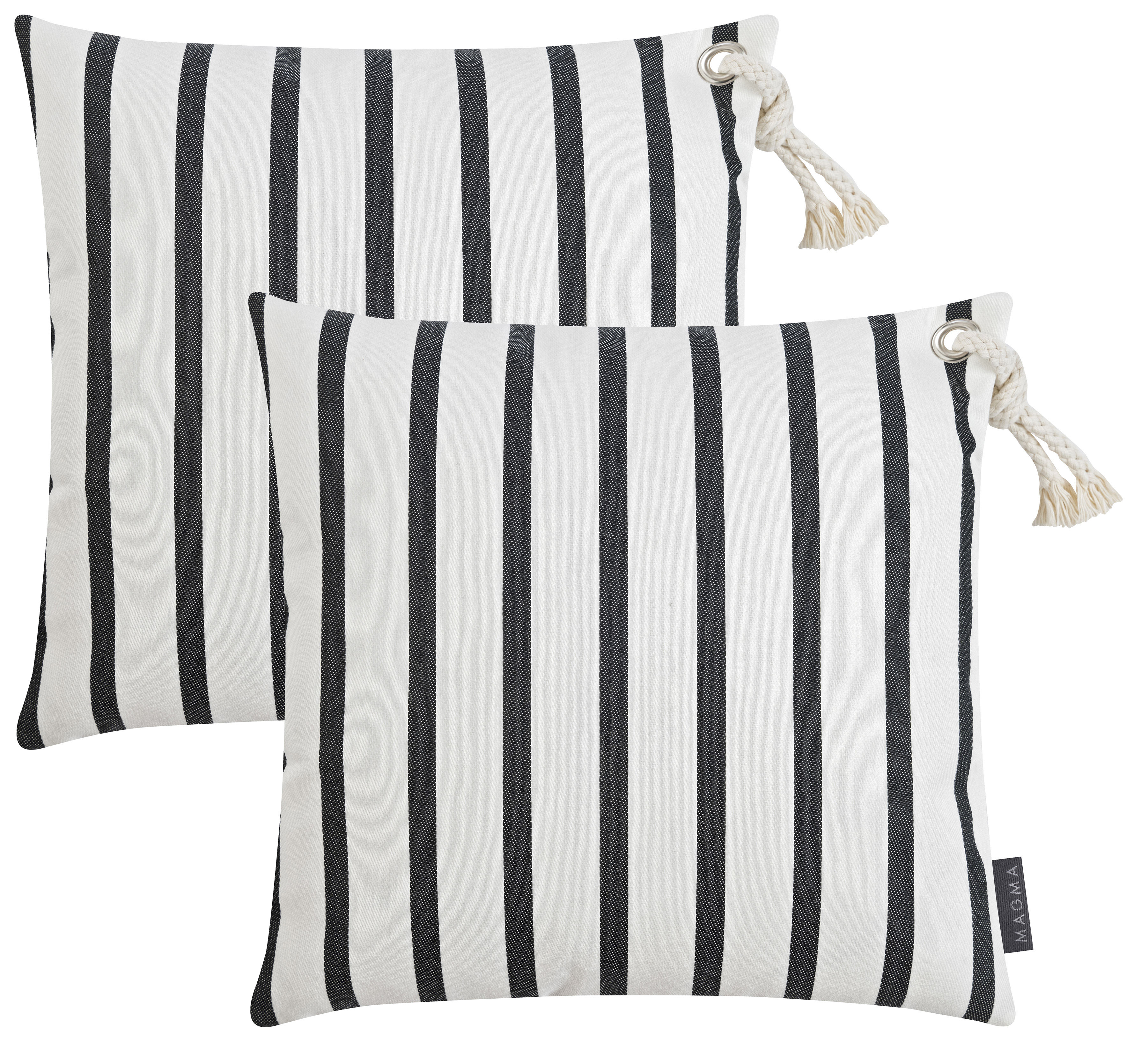 Housses de coussin d'extérieur rayées noir et blanc-Lot de 2-40x 40