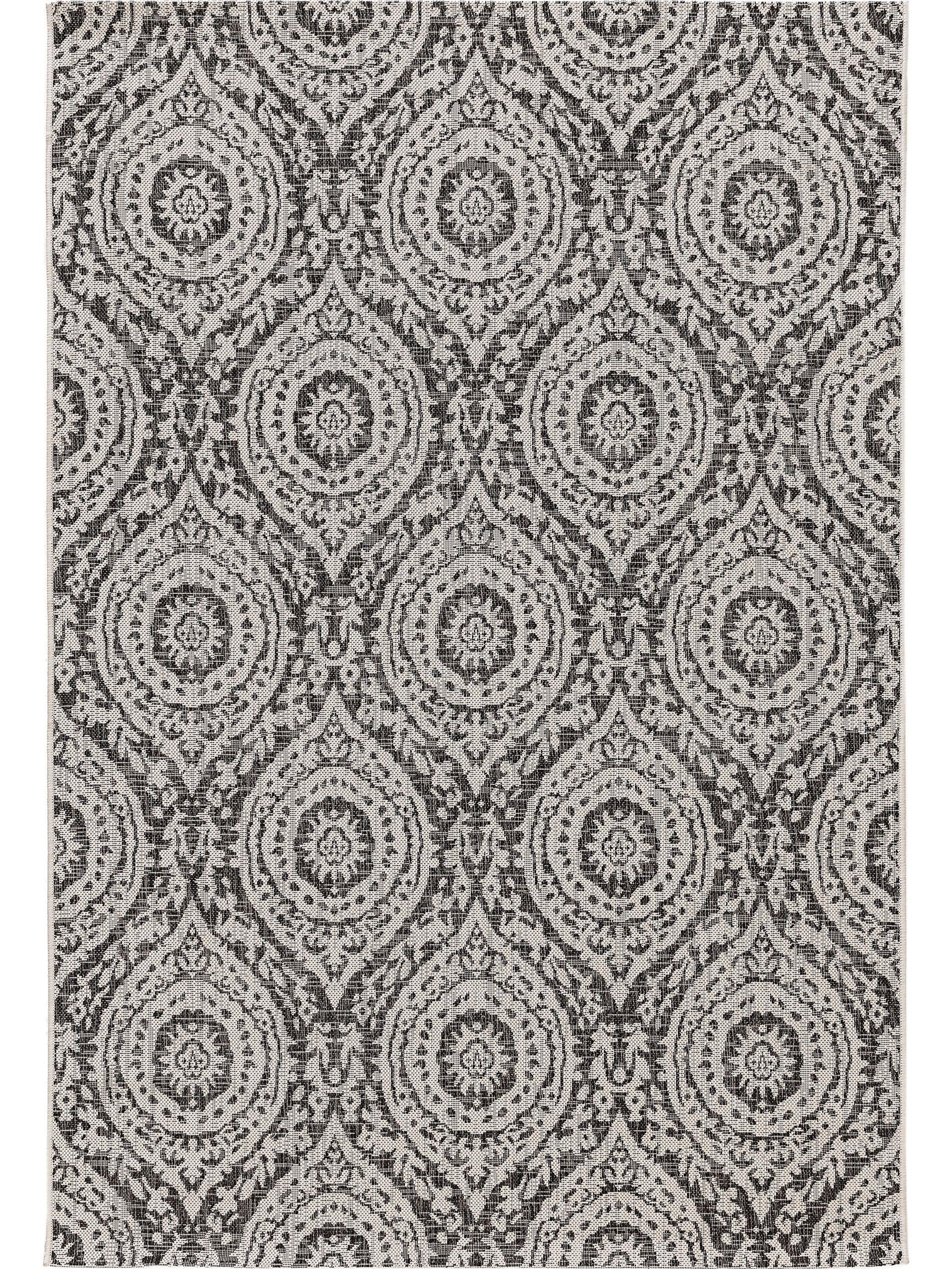 Tapis d'extérieur & intérieur blanc & noir 160x230