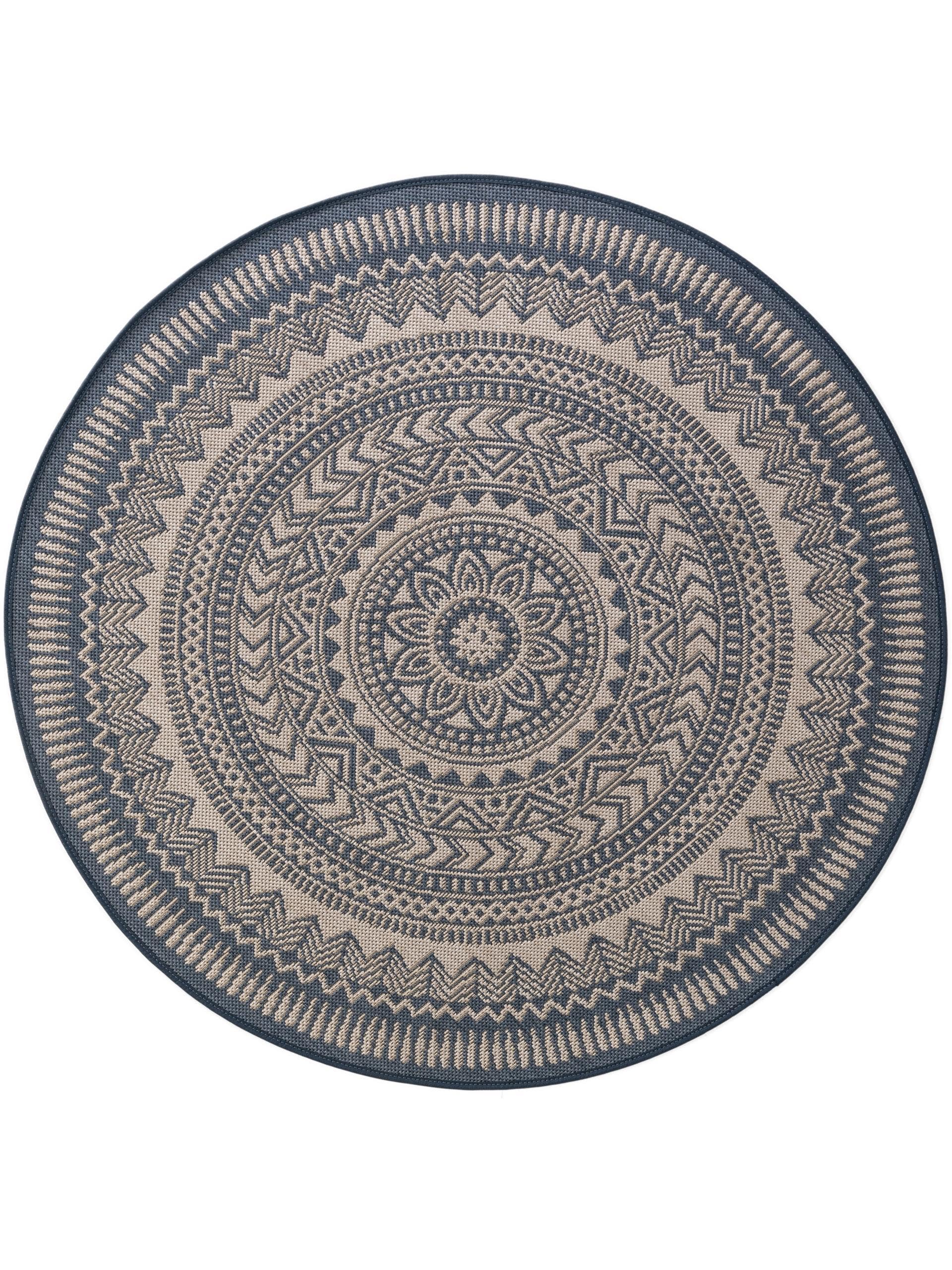Tapis d'extérieur & intérieur bleu D 120 rond