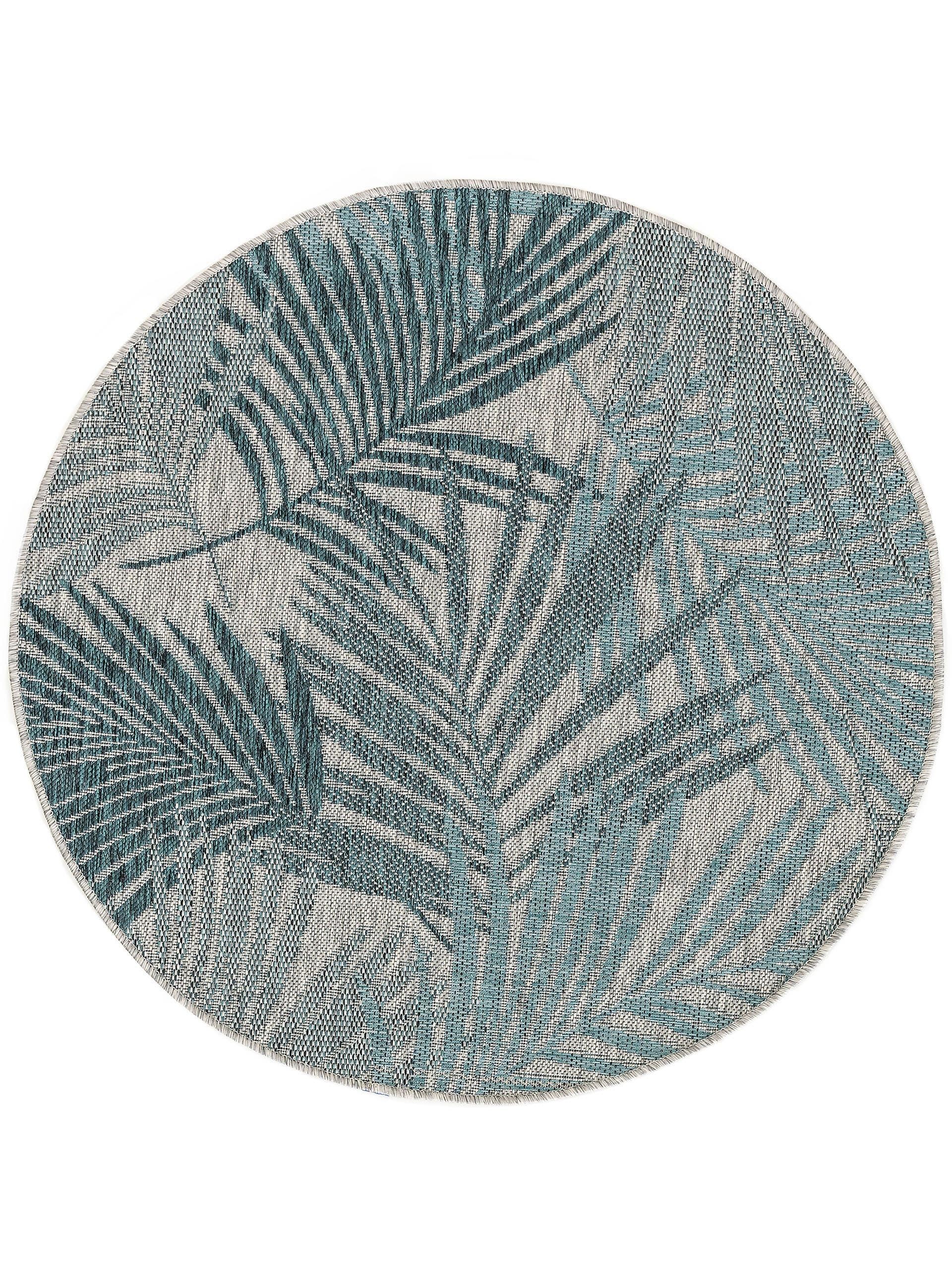 Tapis d'extérieur & intérieur rond bleu D 120