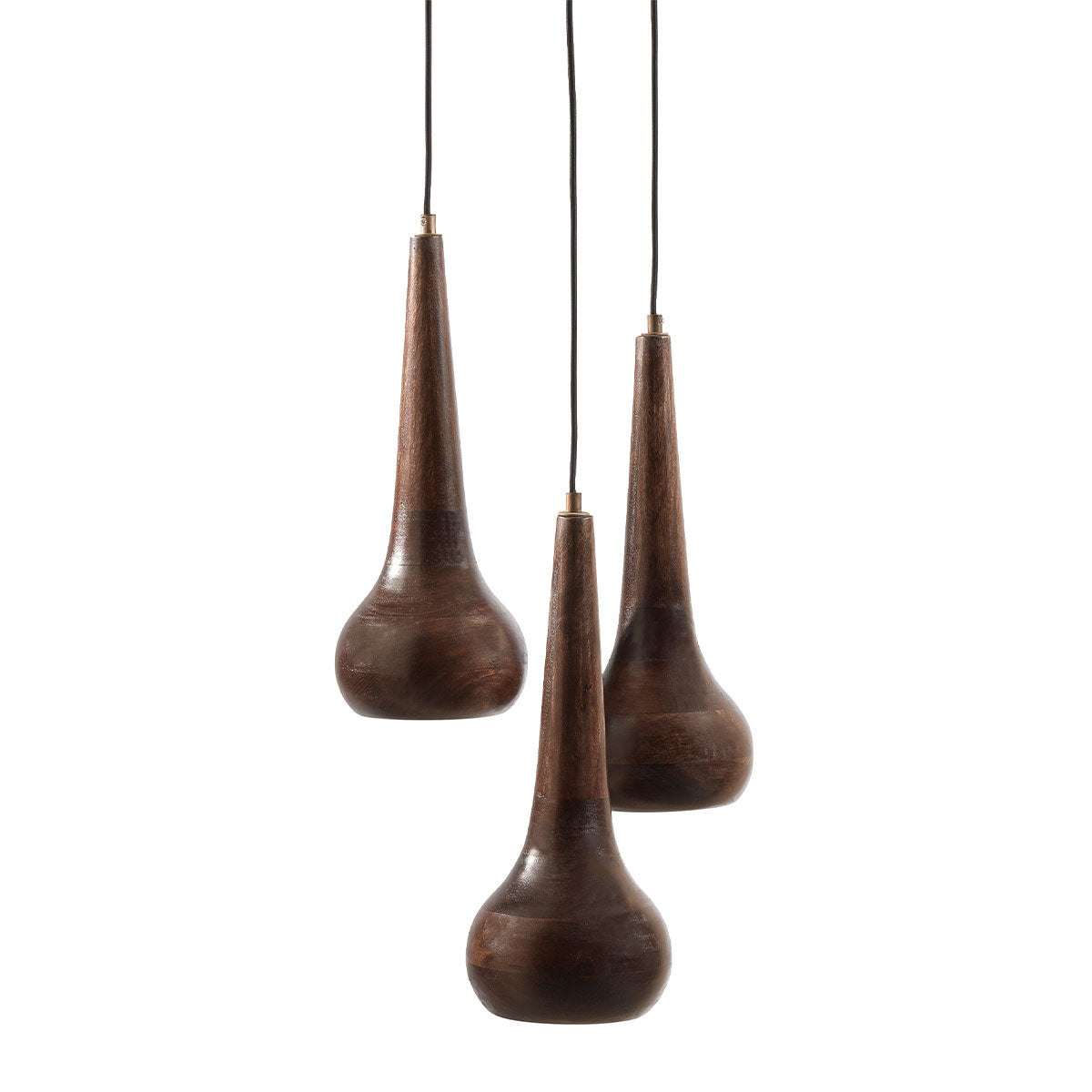 Lot de 3 Lampes suspendue en bois noyer