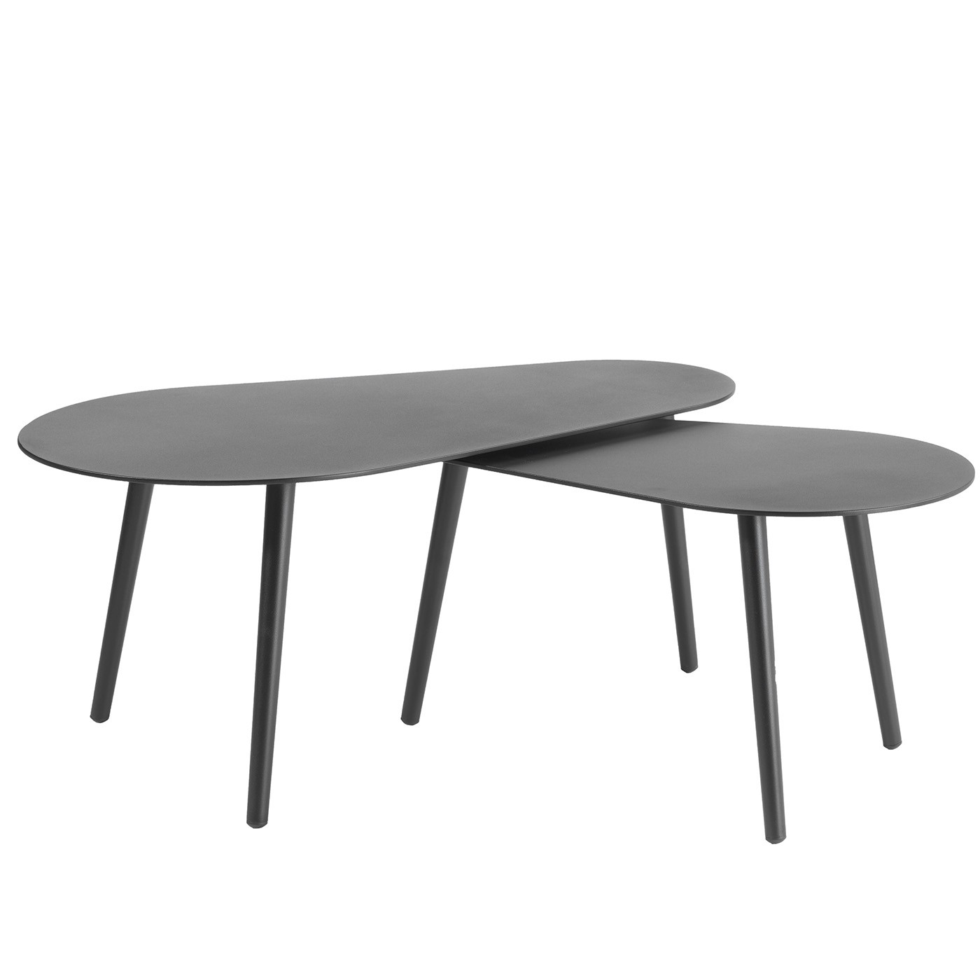 2 tables basses de jardin en aluminium noir