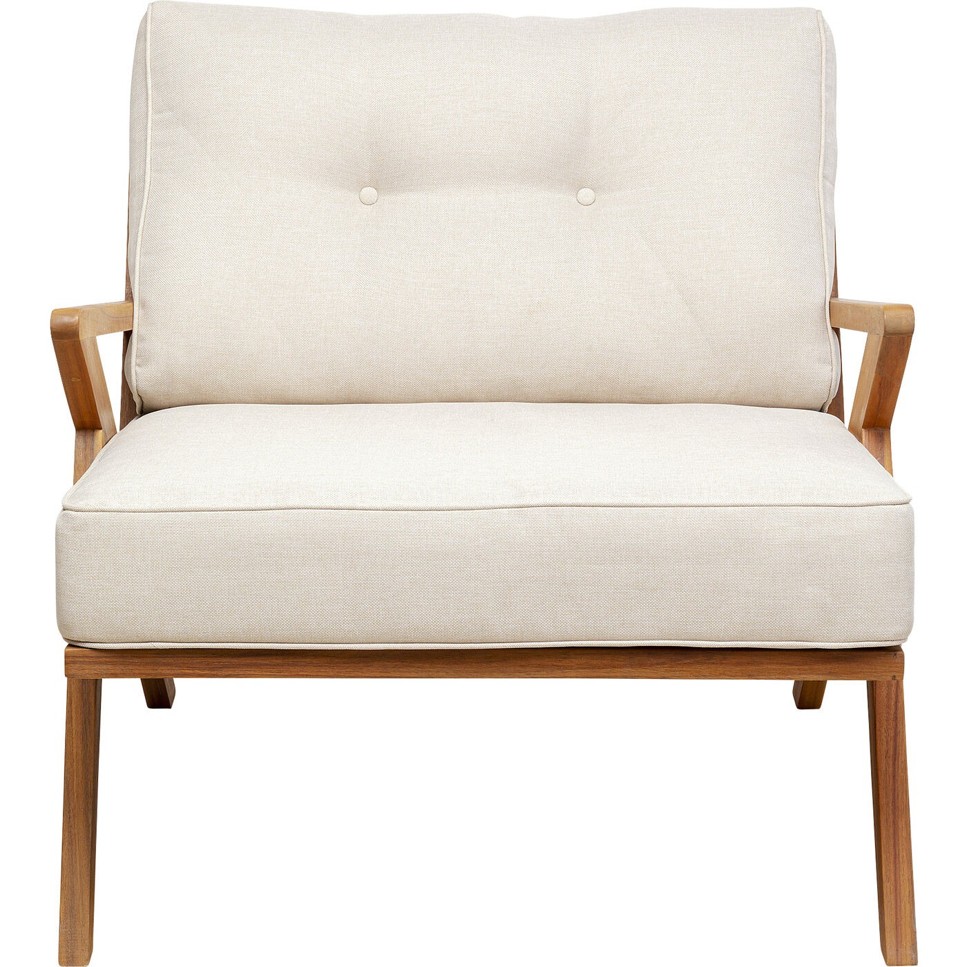 Fauteuil de jardin en polyester crème et acacia