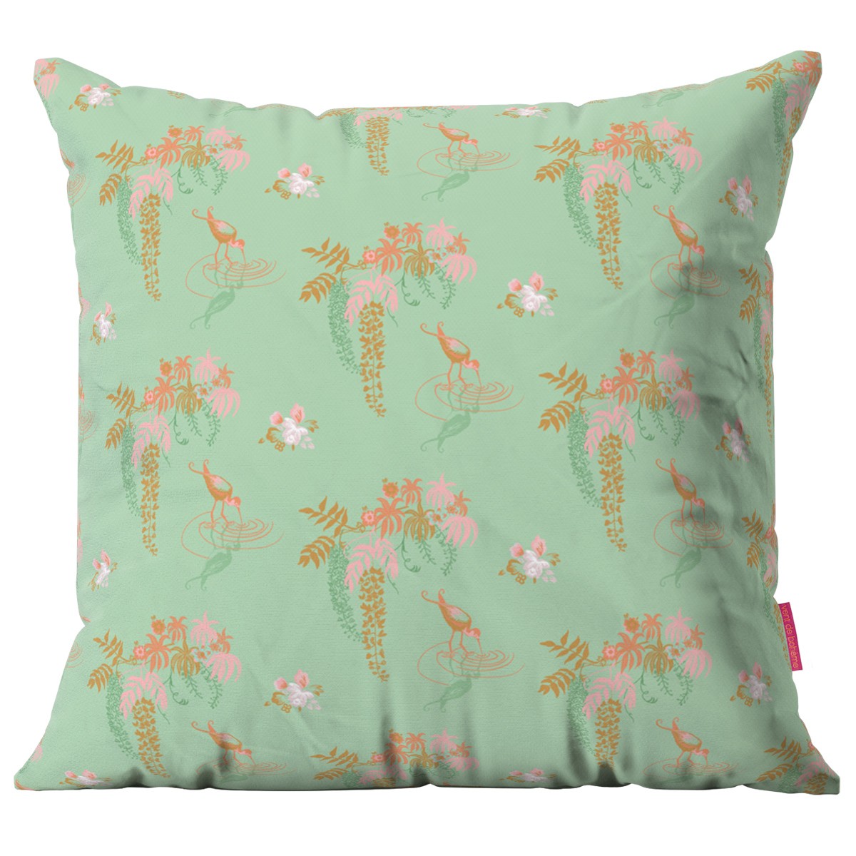 Housse de coussin extérieur imprimé fleuri lagon 45x45