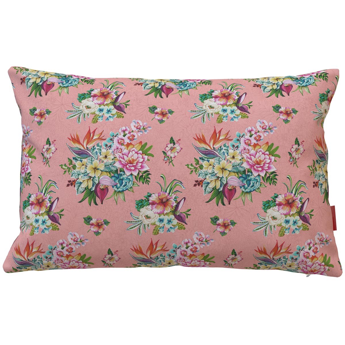 Housse de coussin extérieur imprimé fleuri rose 40x60