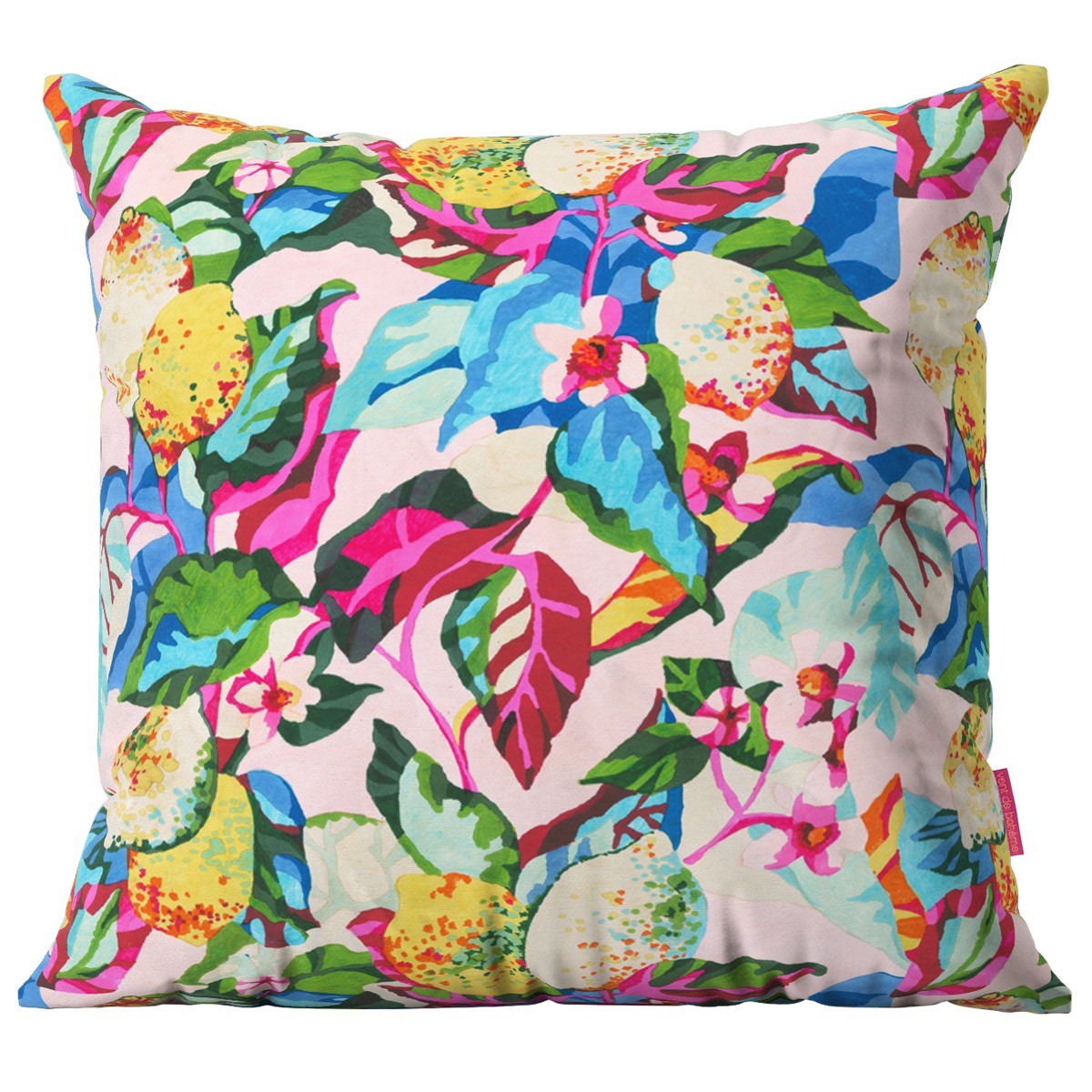 Housse de coussin extérieur imprimé citrons 45x45