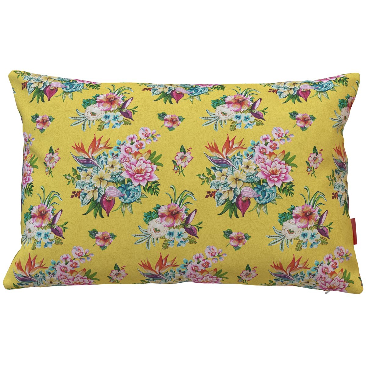 Housse de coussin extérieur imprimé fleuri jaune 40x60