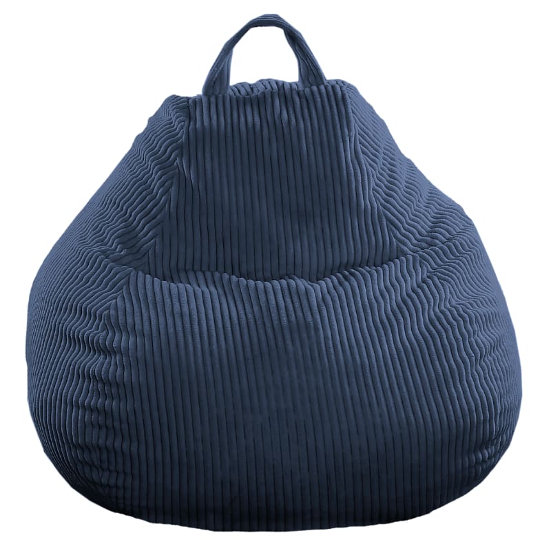 Pouf poire déhoussable velours côtelé – 120×100 cm bleu foncé