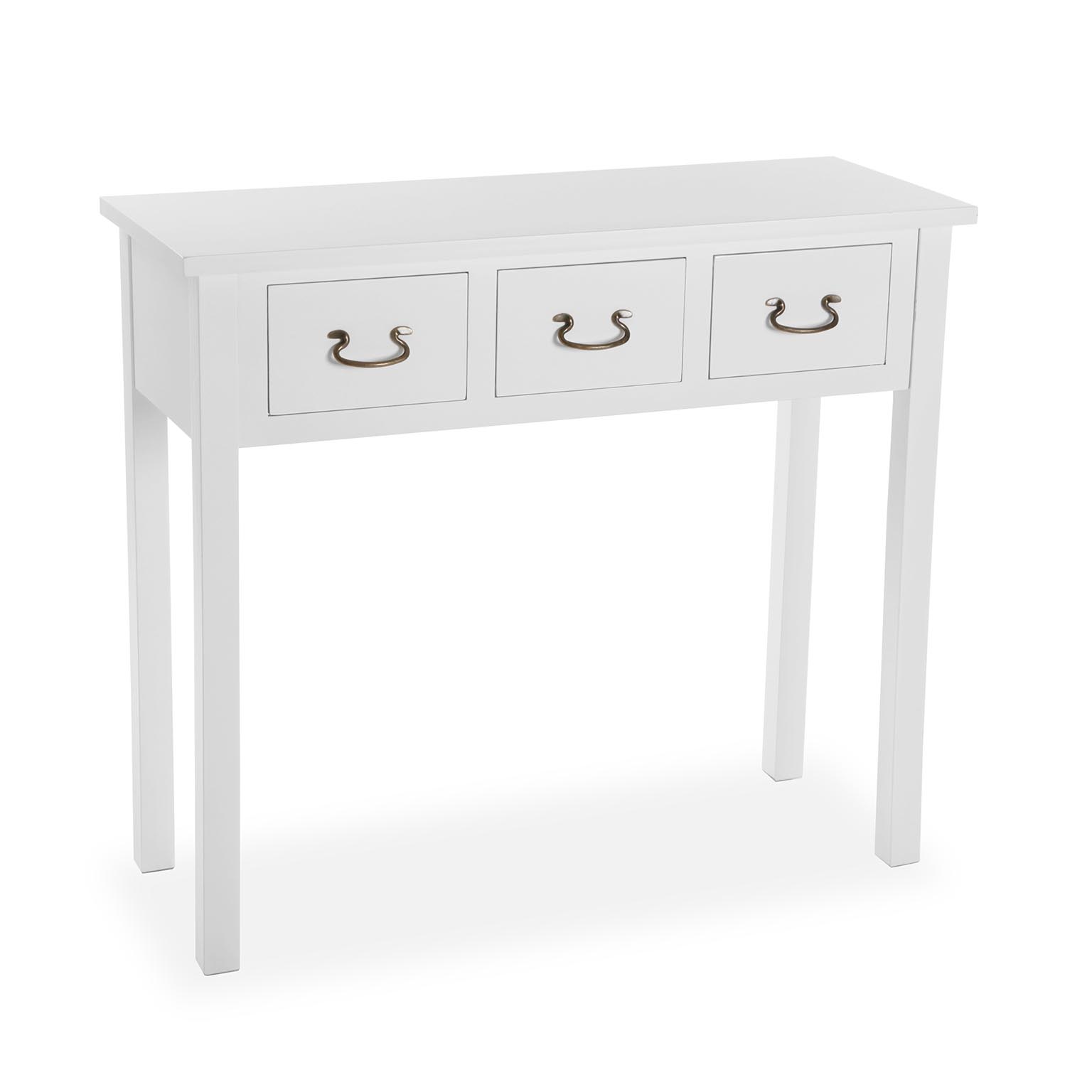 Console d&rsquo;entrée avec 3 tiroirs en aggloméré blanc