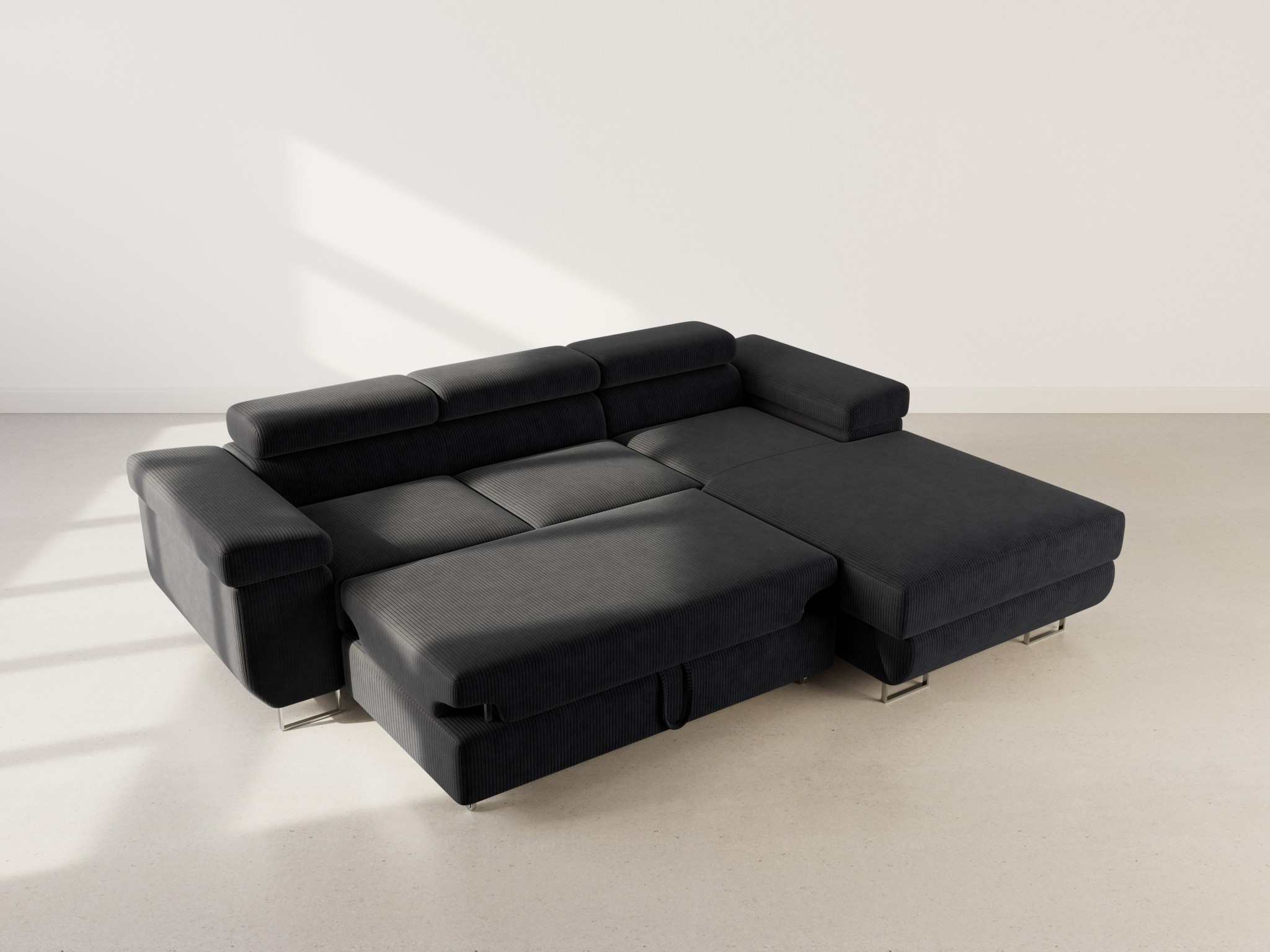 pablo - Canapé velours côtelé Noir - Vue supplémentaire 2