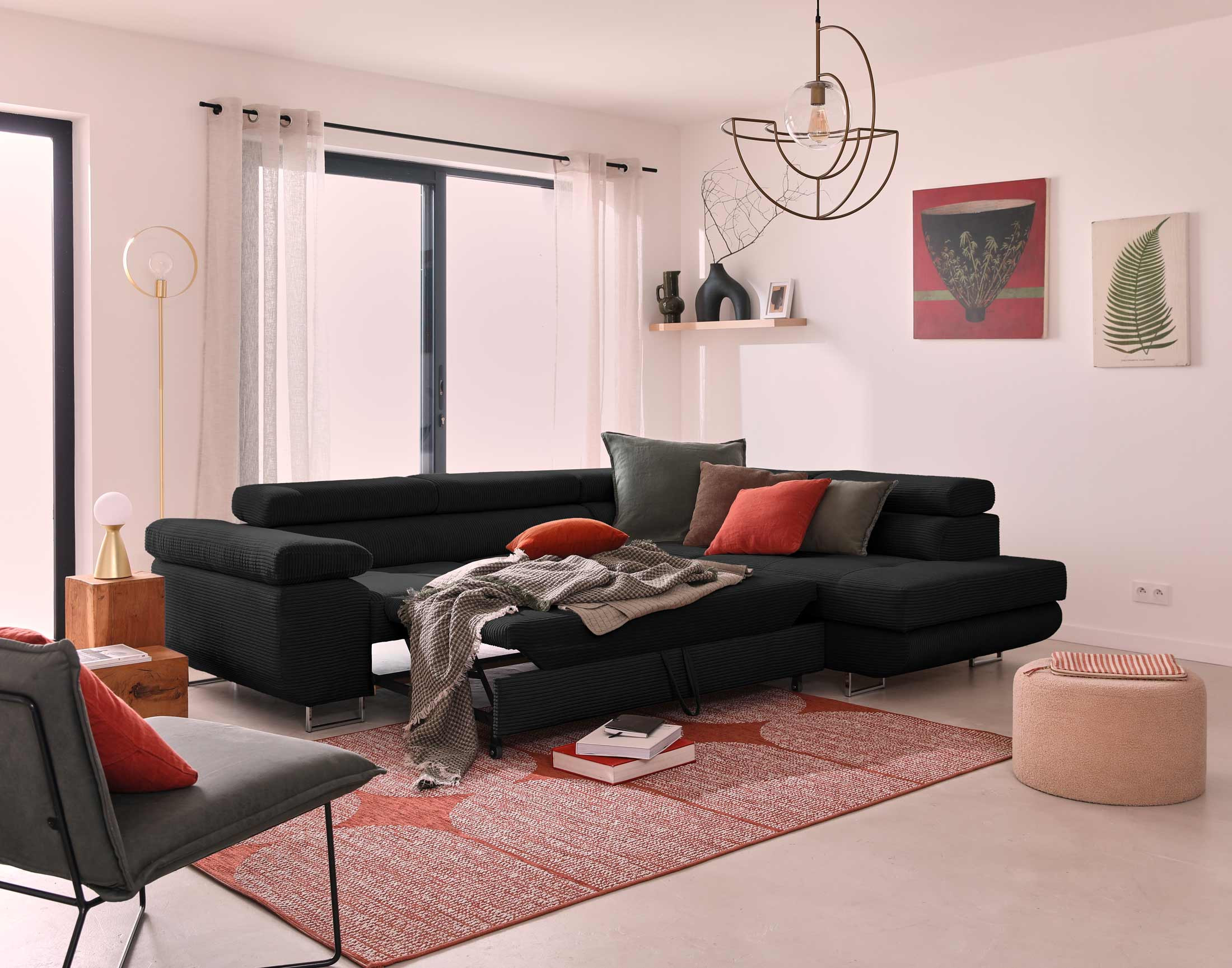 zaria - Canapé relax convertible Noir - Vue supplémentaire 2