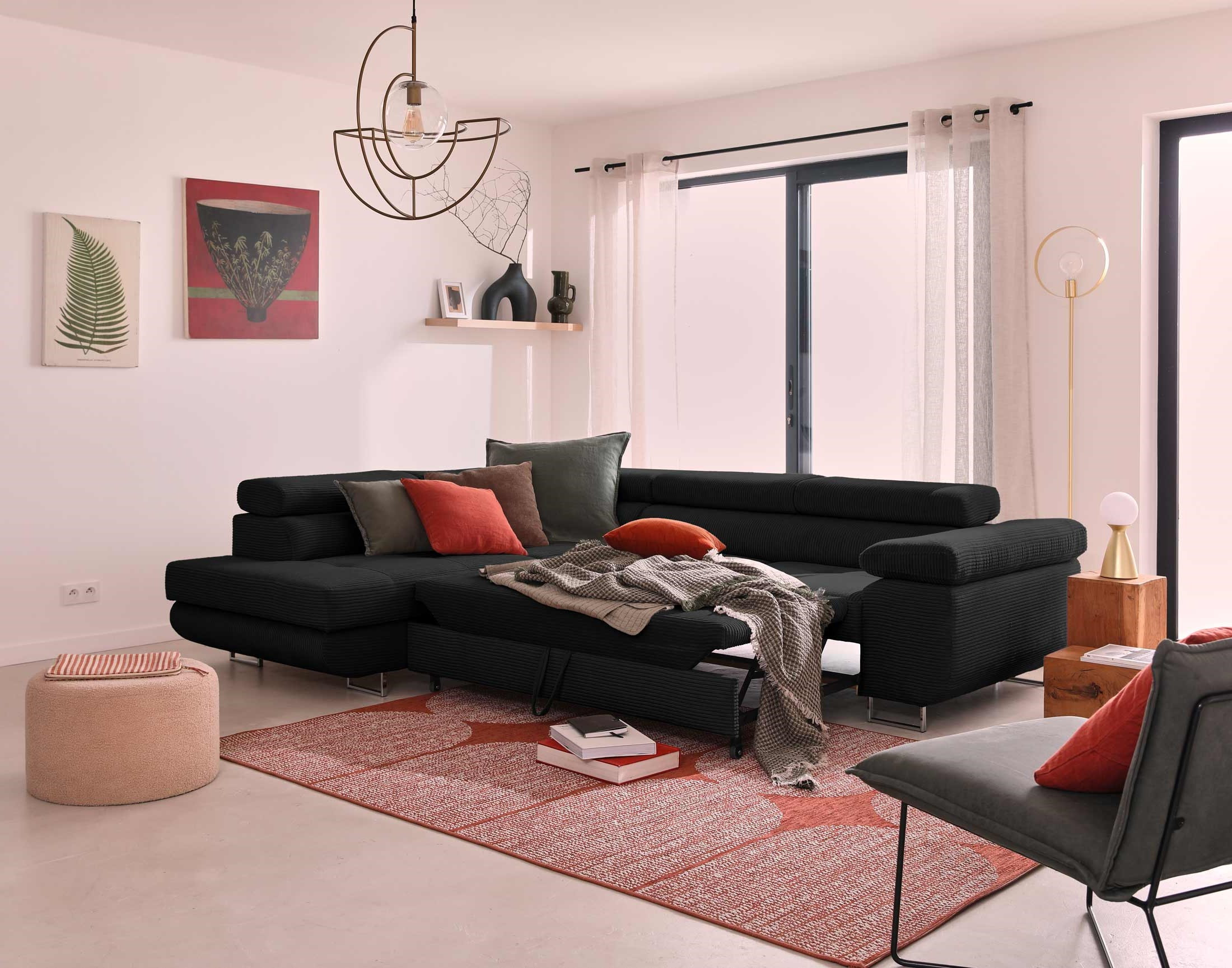 zaria - Canapé relax convertible Noir - Vue supplémentaire 2