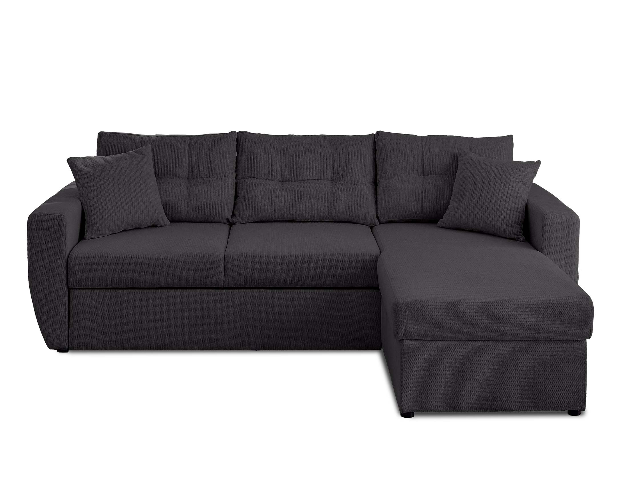 Canapé d’angle réversible convertible 4 places en tissu gris foncé