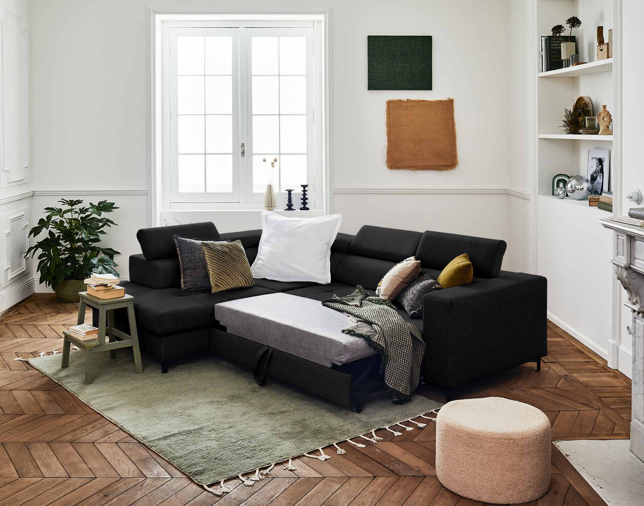 olinda - Canapé relax convertible Noir - Vue supplémentaire 2