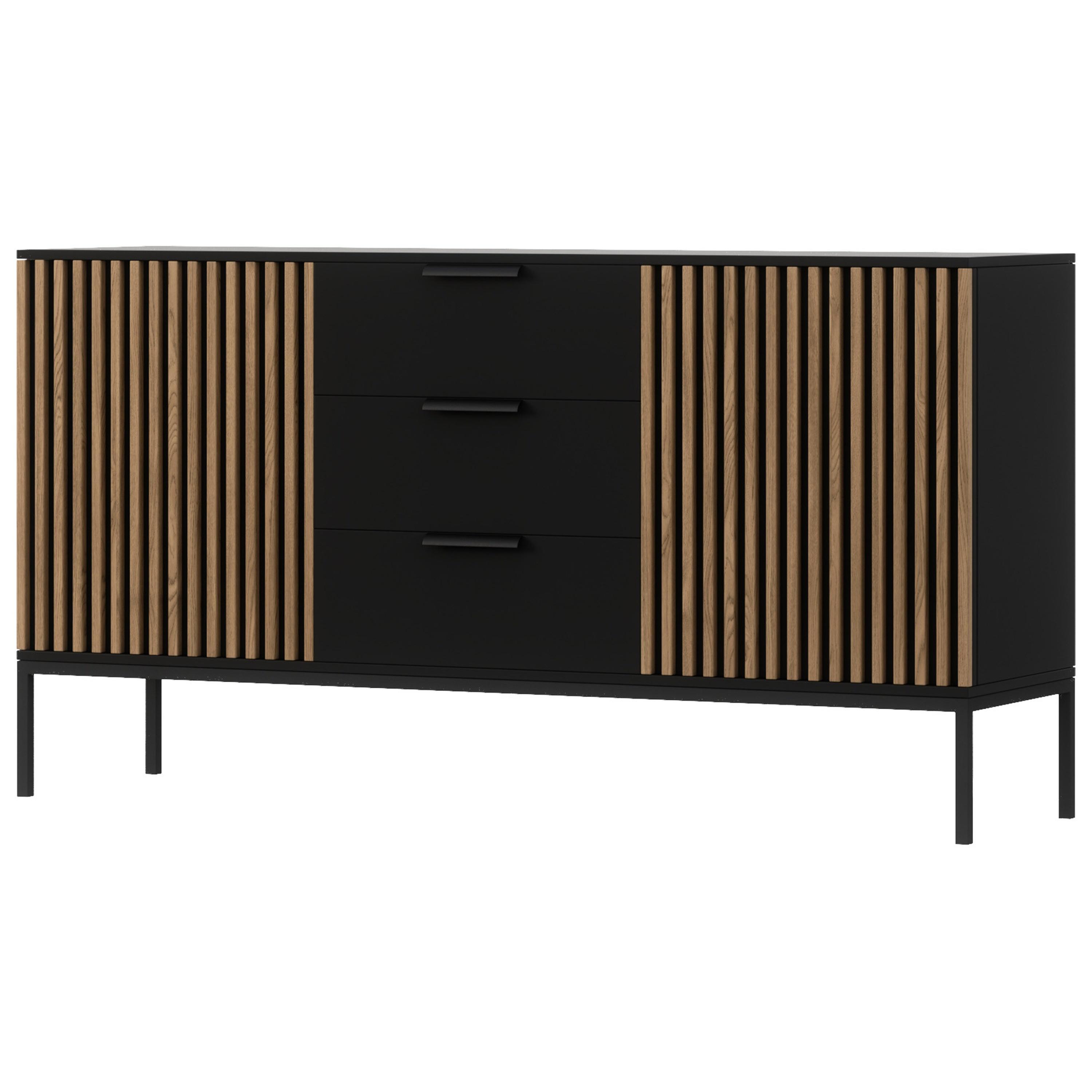 Buffet bas contemporain 150 cm noir / bois