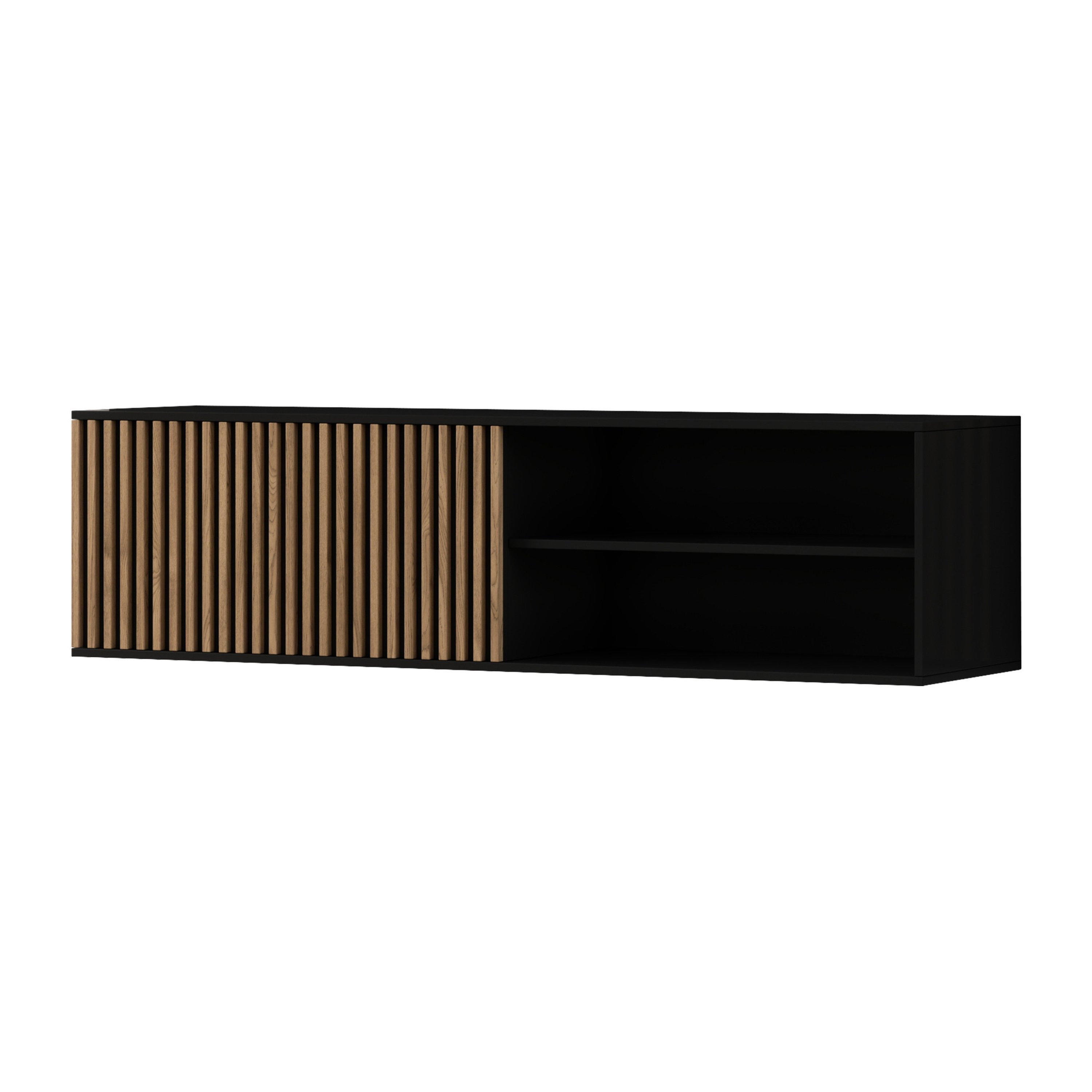 Meuble TV style contemporain 150 cm noir / bois