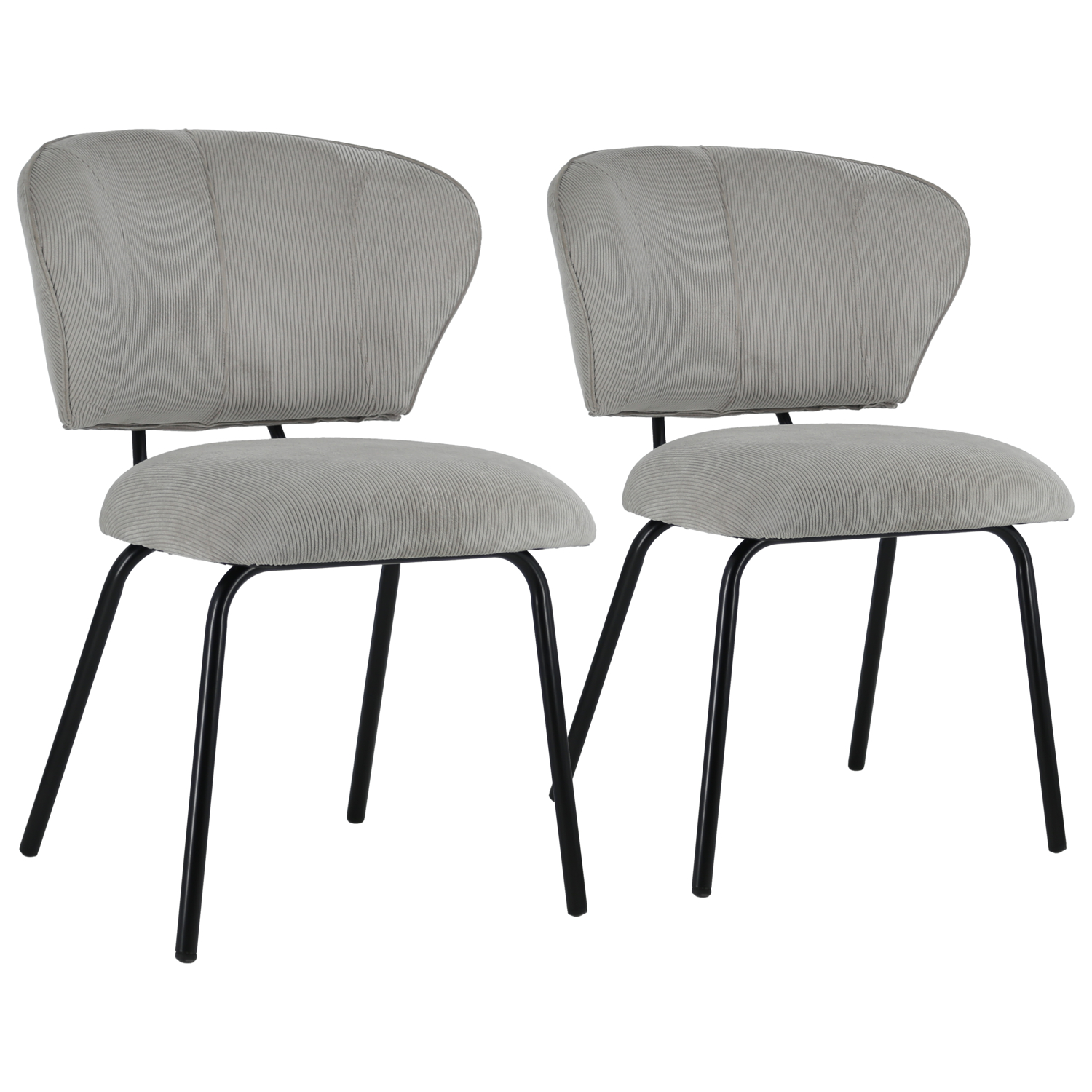 Lot de 2 chaises en velours côtelé gris clair