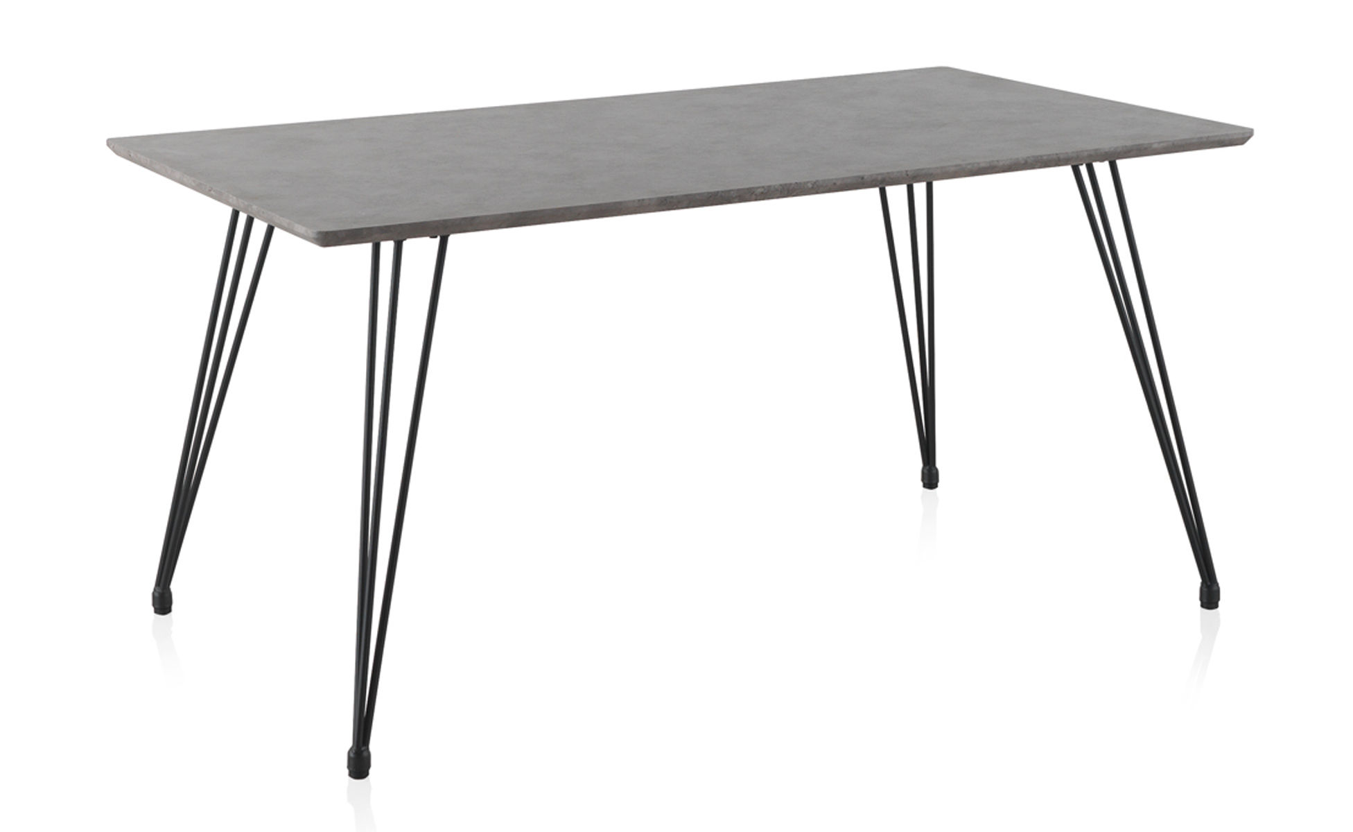 Table en mélamine effet ciment avec pieds en métal 160×90