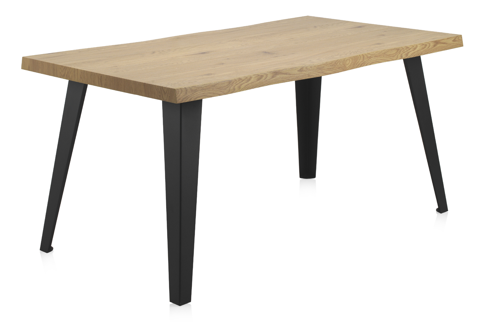 Table en mélamine effet frêne avec pieds en métal 160×90