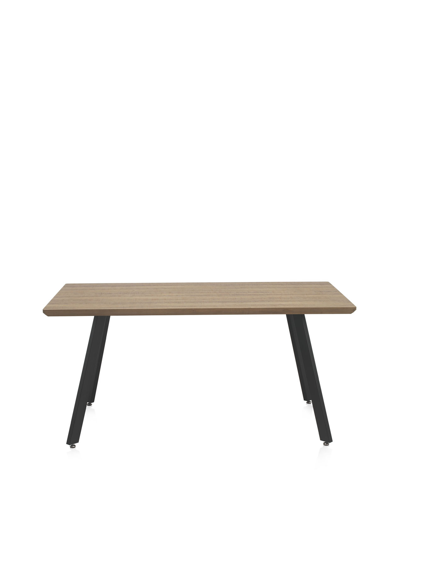 Table en mélamine effet bois de chêne avec pieds en métal 160×90