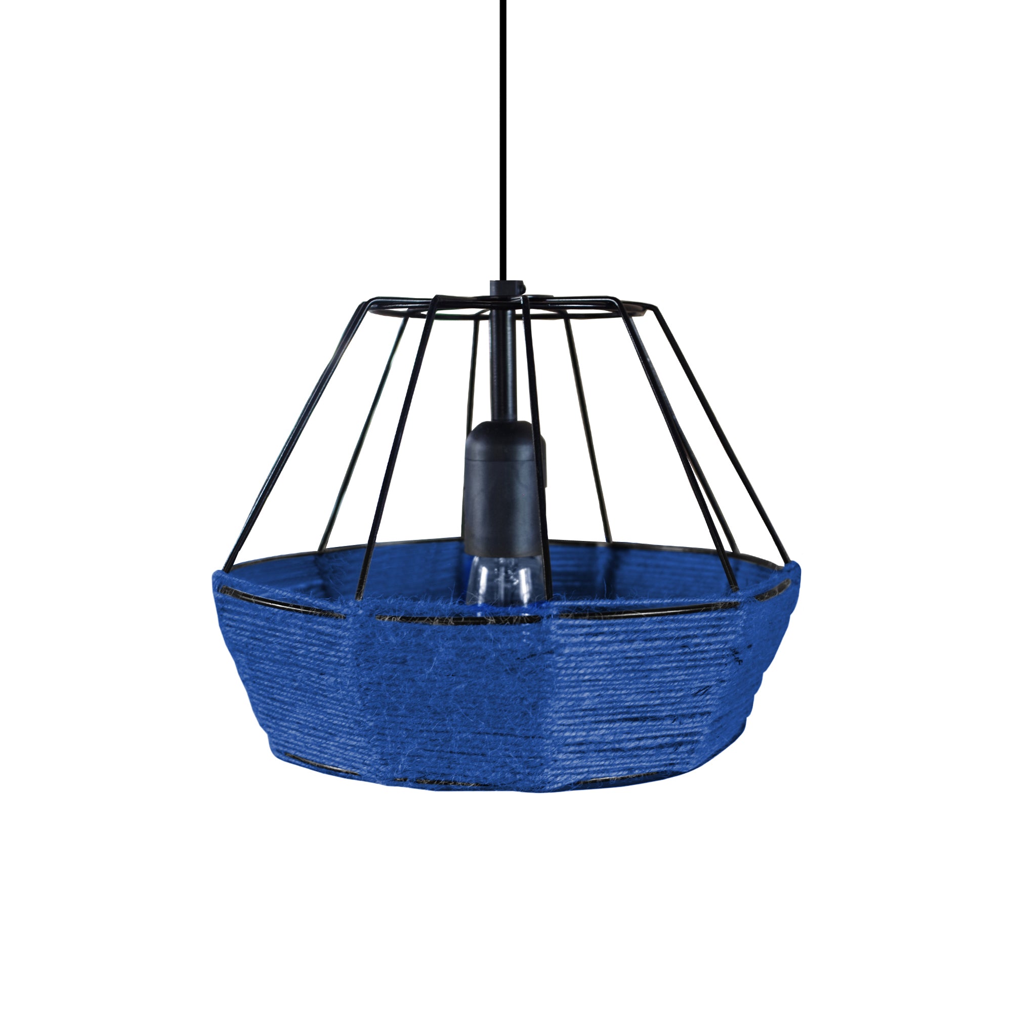 Suspension ficelle de coton bleu 25  cm