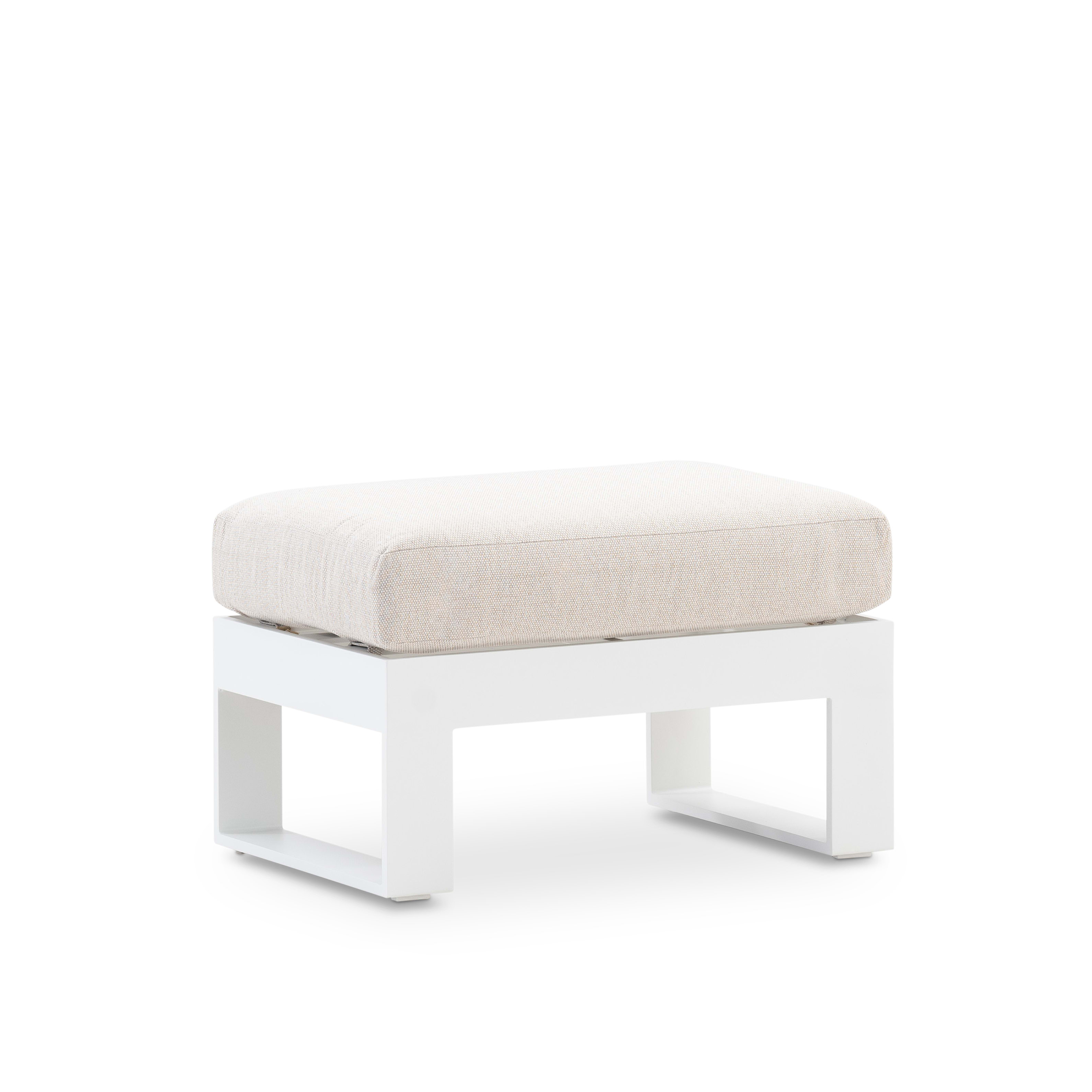 Repose-pieds de jardin en aluminium blanc avec coussin